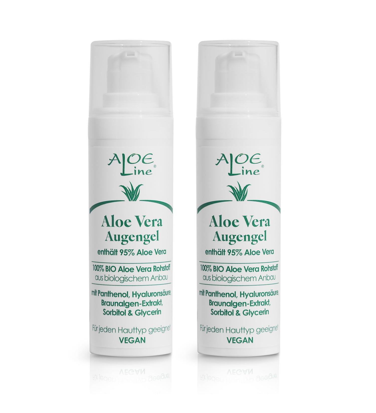 Aloe Vera Eye Gel - 95% Bio Aloe Vera Hyaluronic Acid & Panthenol - Vegan 2 Pack (60 ml) for Puffiness & Fatigue Relief - Buy Online on GoSupps.com