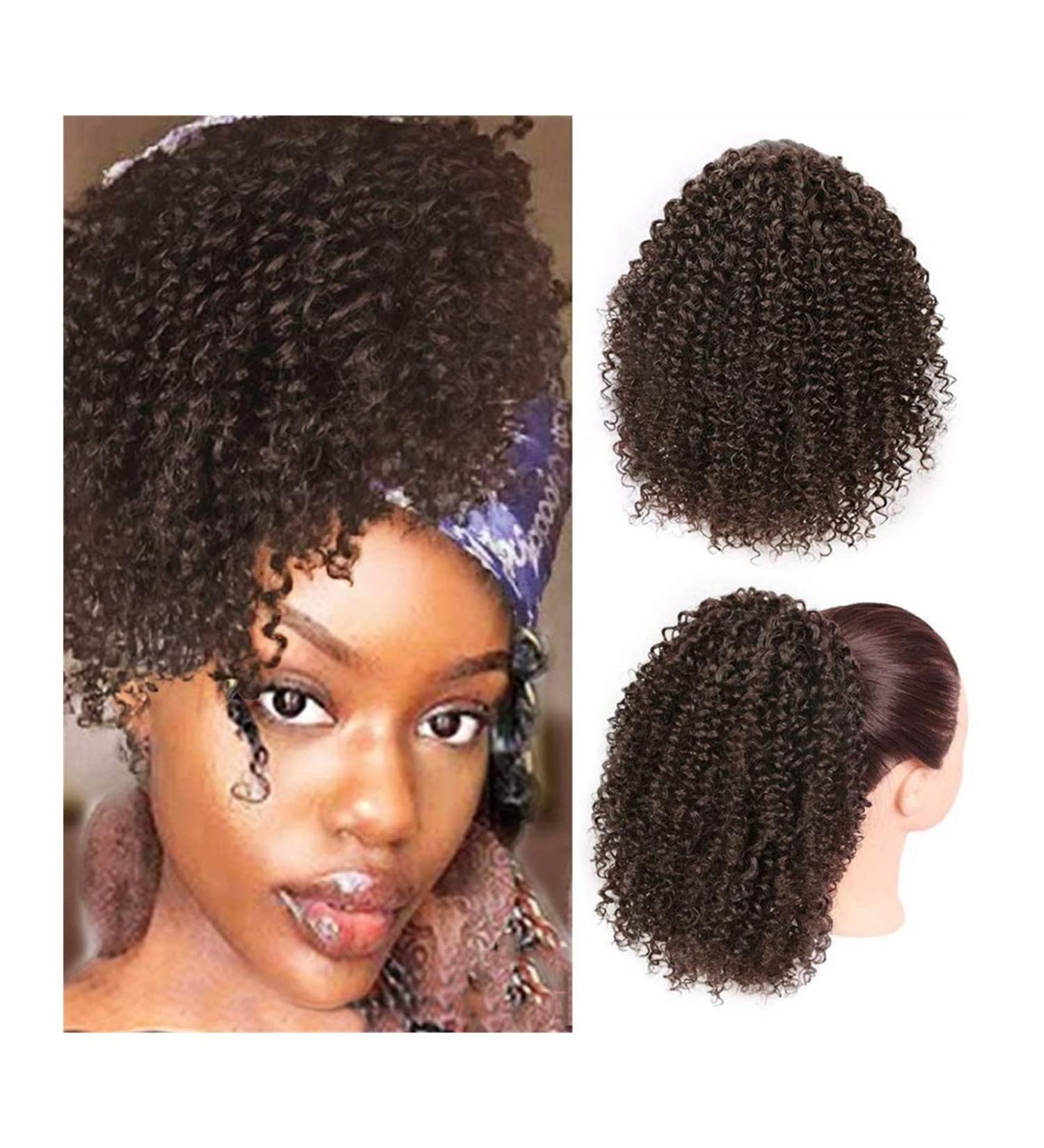 Hair Extensions 8 Inch Short Curly with Drawstring Hairpin Ponytail Afro Ponytail Hair Extension Synthetic Curly Bun for Black Women Hair Pieces For Women (Color : D Size : 8inches) 8inches D - Buy Online on GoSupps.com