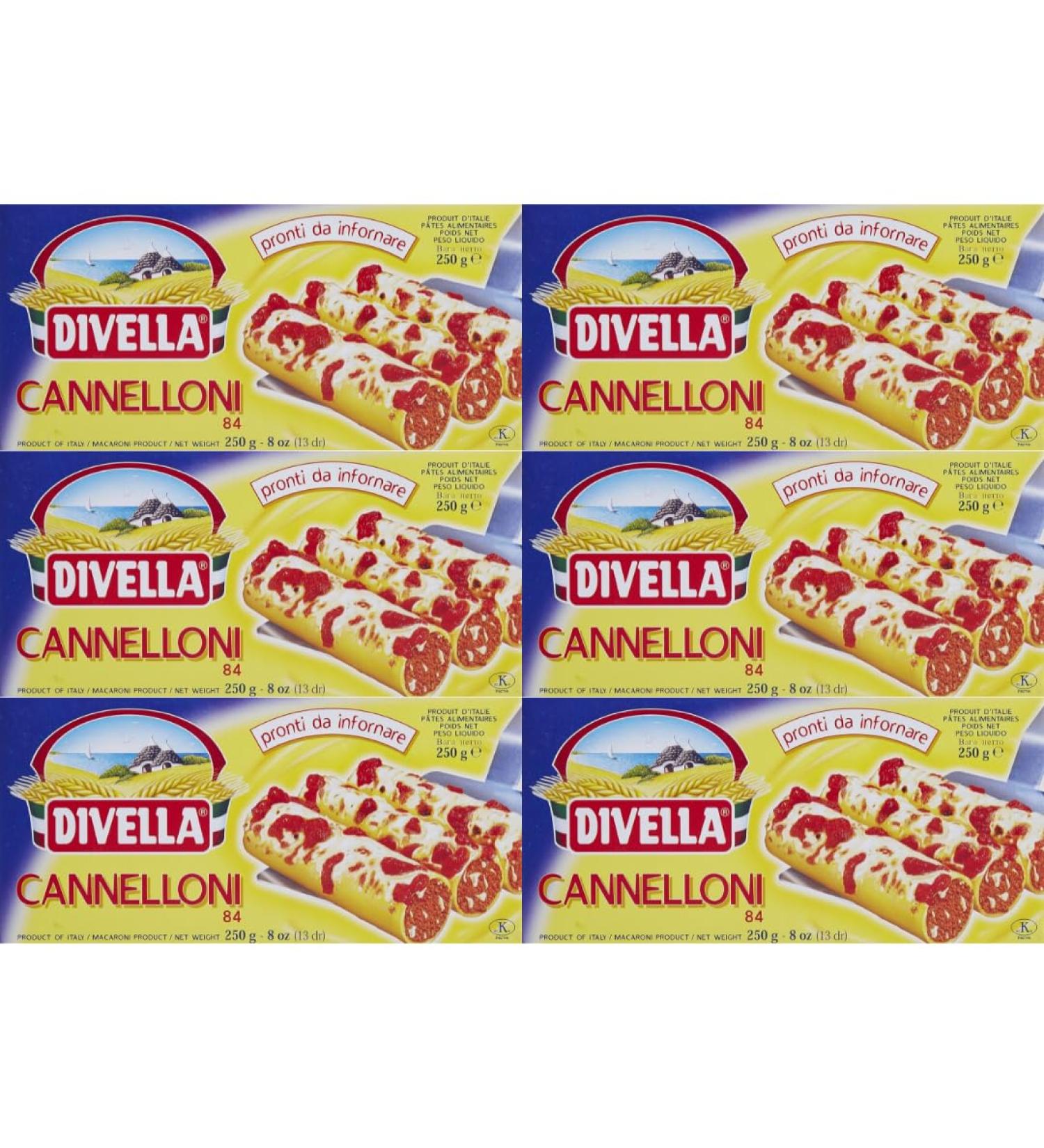Divella Cannelloni Pasta Tubes 250g N. 84 (6x250g)