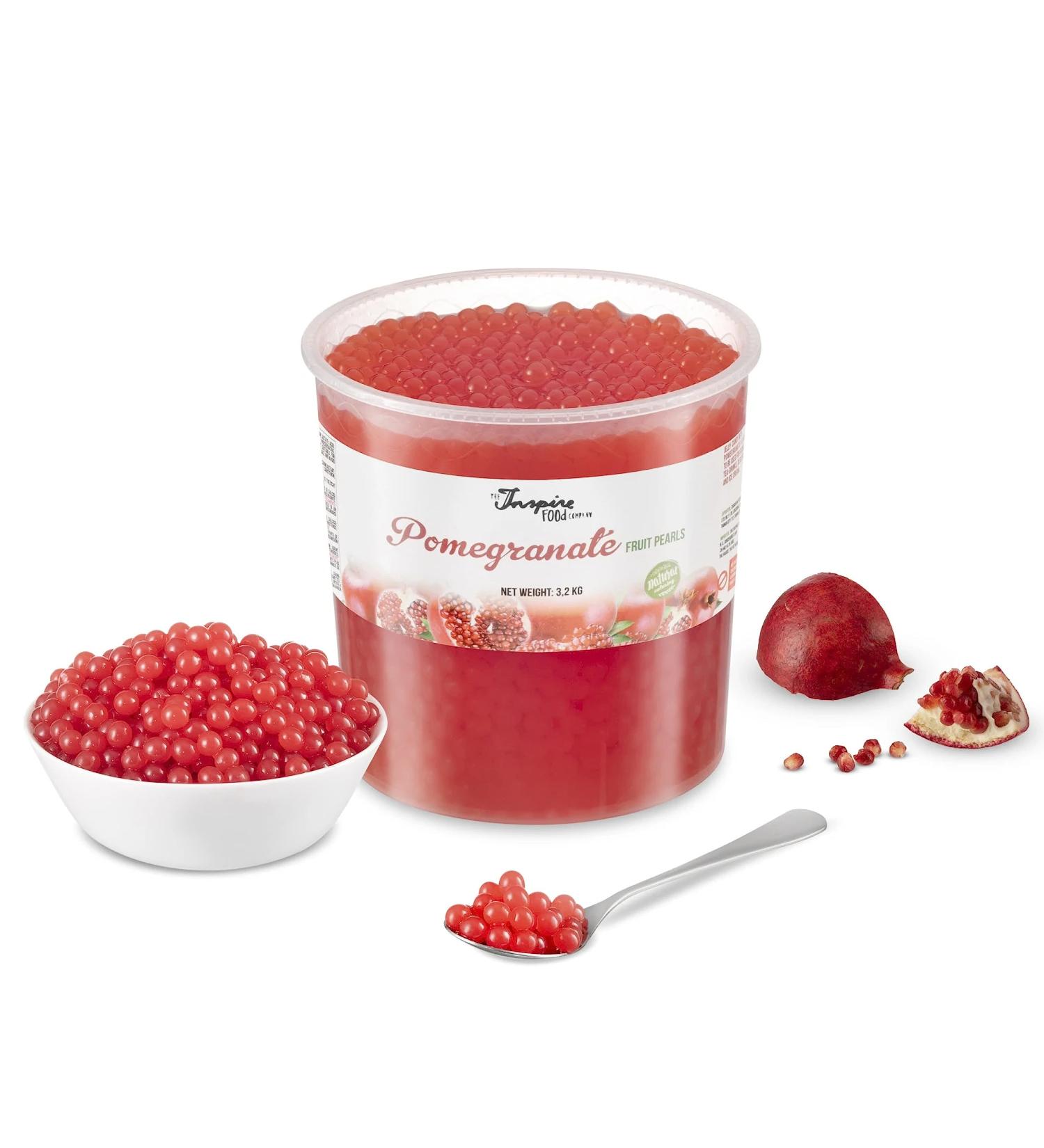 Buy Inspire Food Boba Pearls for Bubble Tea - 3.2 kg Pomegranate | Real Fruit Juice | 100% Vegetarian & Gluten-Free - Ideal for Smoothies & More - Buy Online on GoSupps.com