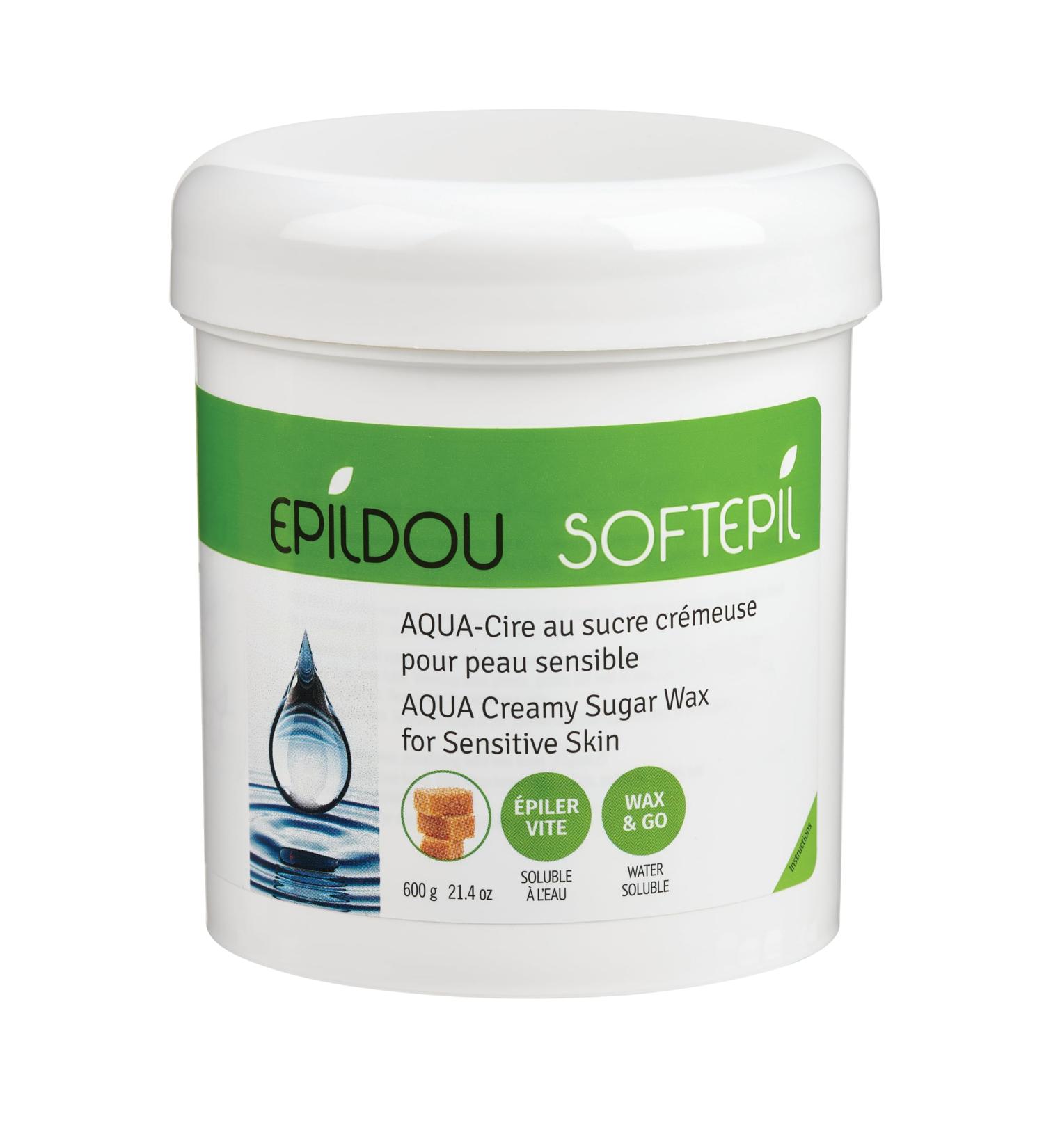 Epildou - Softepil AQUA-Cire au sucre cr meuse pour peau sensible pilation 100% naturelle avec formule douce et lavable 600g de cire au sucre - Buy Online on GoSupps.com
