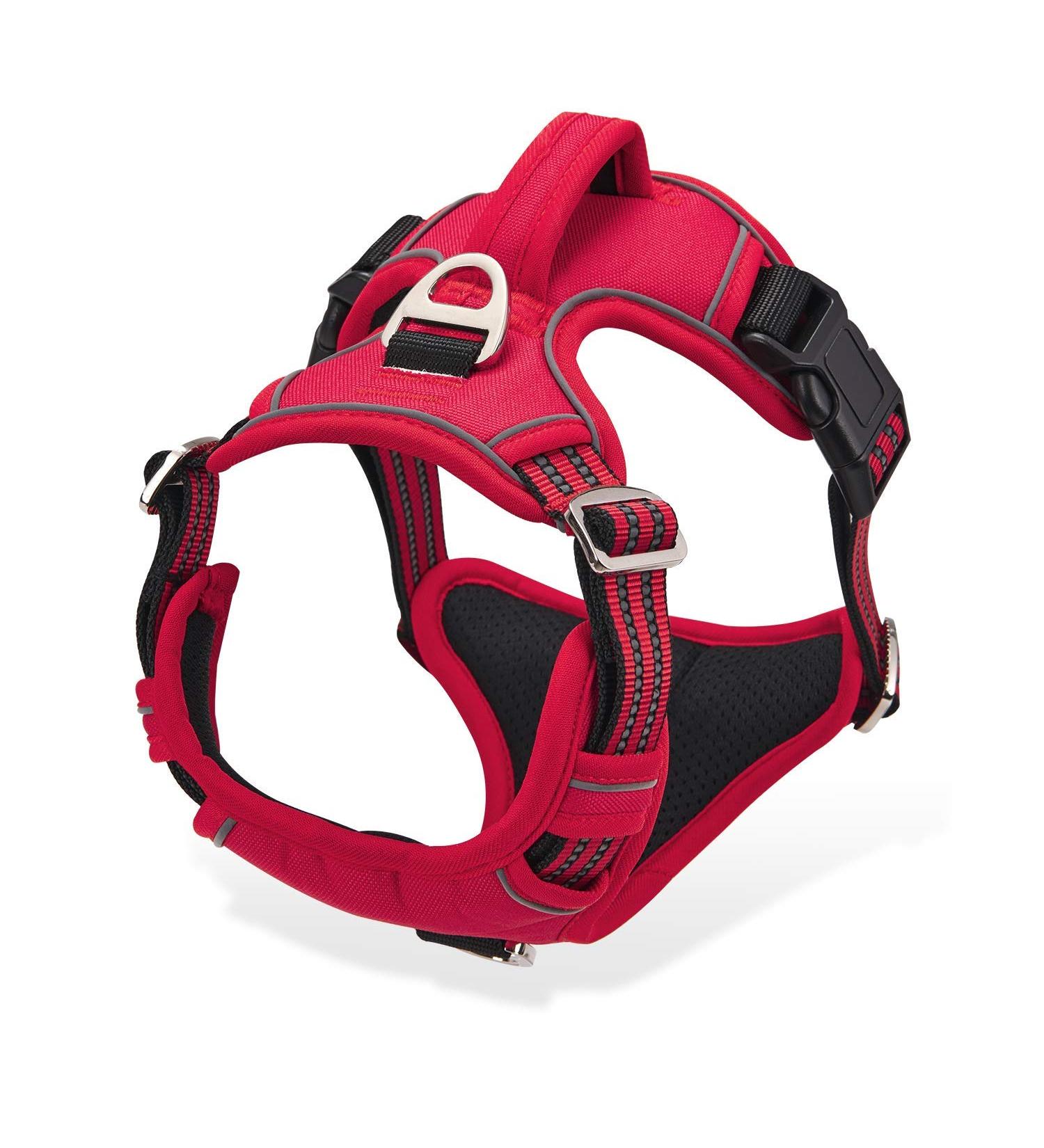Docio Reflective Dog Harness for Large Dogs | Breathable & Soft Safety Vest | Anti-Train Design | Perfect for Medium to Large Breeds - Red - Buy Online on GoSupps.com