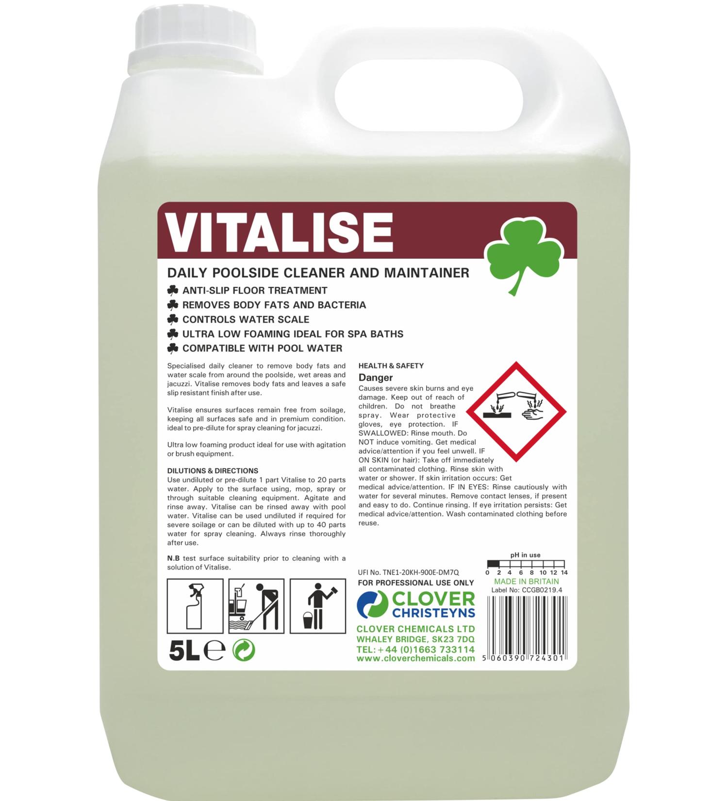 Clover Chemicals 520 Vitalise Daily Poolside Cleaner/Maintainer 5 L