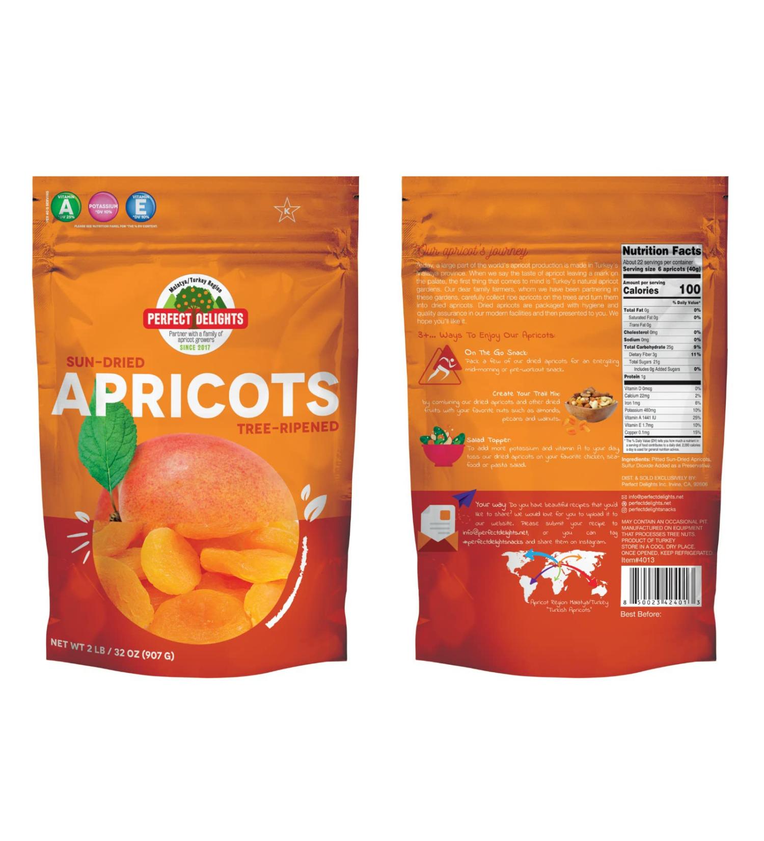 Sun-Dried Apricots - 32oz | No Added Sugars | Non-GMO | Gluten Free | Vegan | Halal & Kosher - Buy Online on GoSupps.com