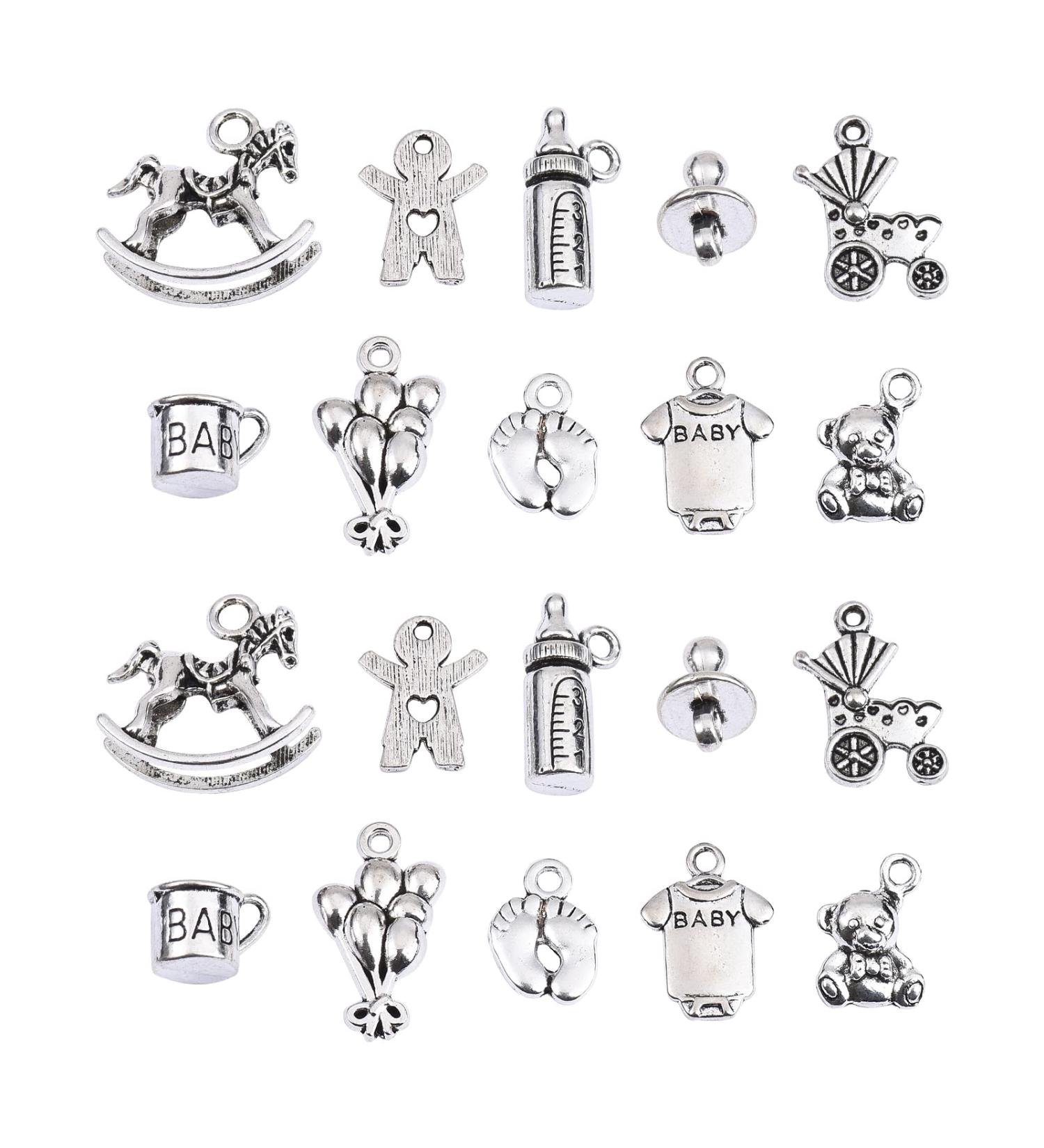 Airssory 100Pcs Vintage Newborn Baby Charms for DIY Jewelry Making - 10 Styles - Buy Online on GoSupps.com