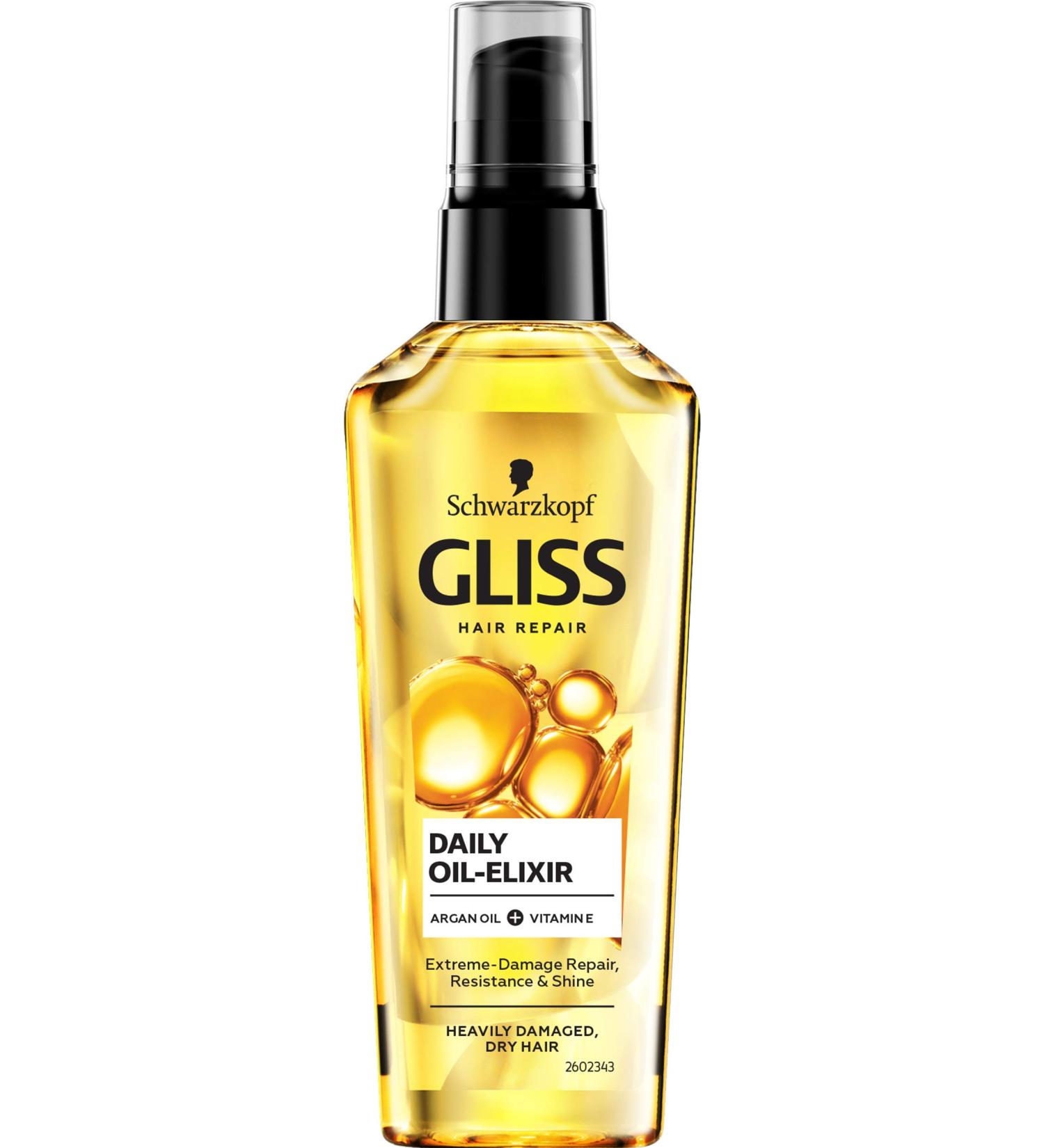 Schwarzkopf Gliss Daily Oil Elixir with Argan Oil & Vitamin E - 75ml | Nourishing Hair Treatment for Daily Use - International Shipping - Buy Online on GoSupps.com