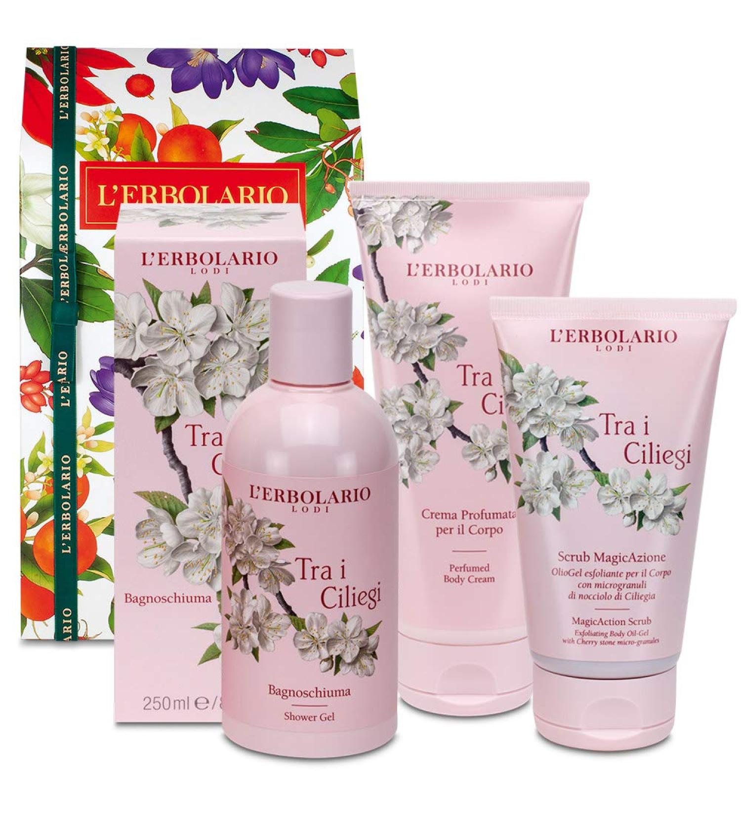  L'Erbolario L'Erbolario - Among the Cherry Trees - Original Decorated Gift Box (250ml Bubble Bath 200ml Body Cream 150ml Magic Scrub) + Free 50g Florinda Soap - Buy Online on GoSupps.com
