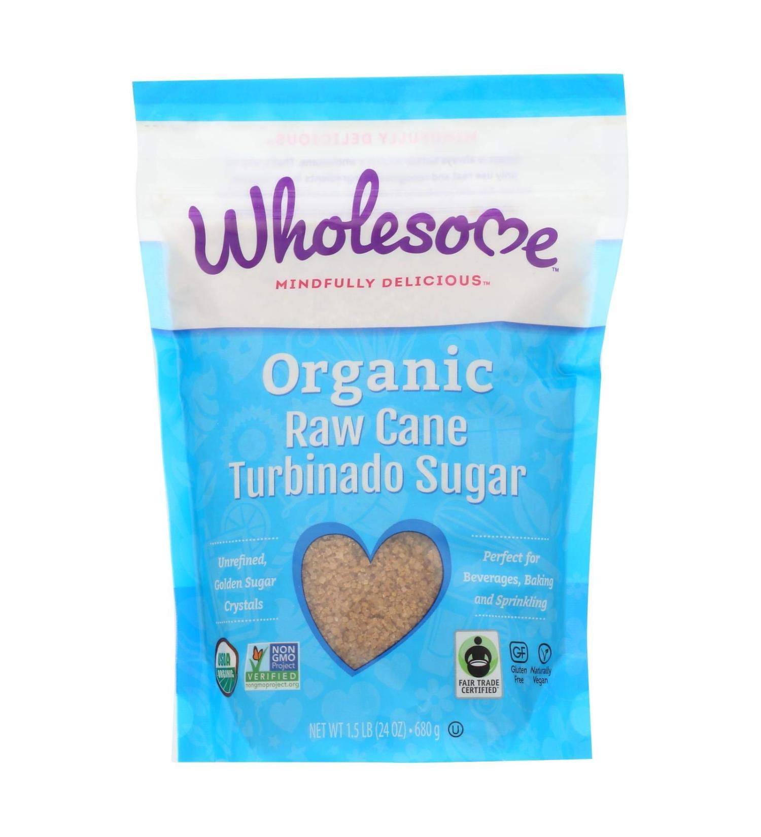 Wholesome  Organic Turbinado Raw Cane Sugar 1.5 lbs (24 oz.) - 680 g - Buy Online on GoSupps.com