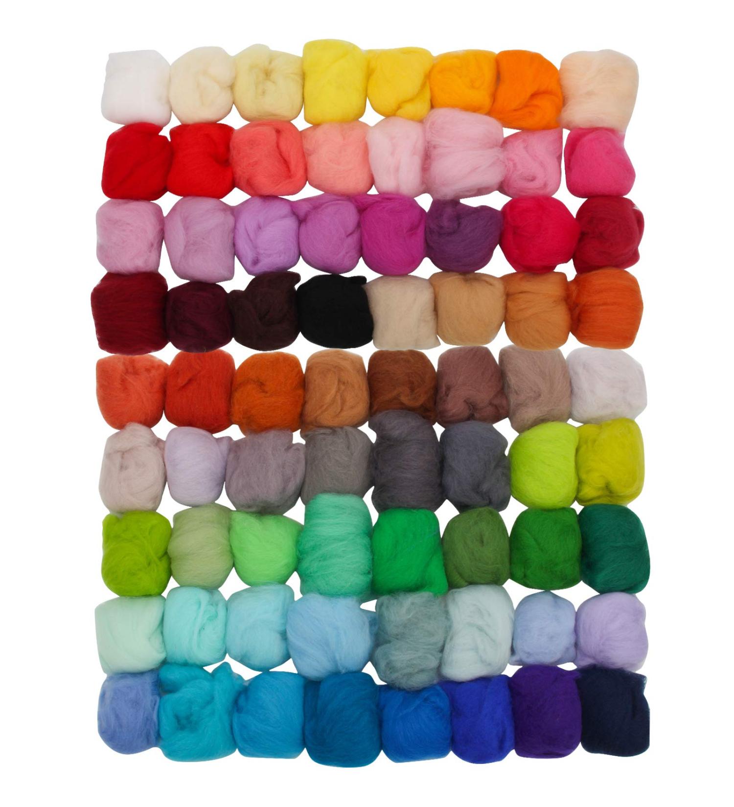 Coitak 72 Colors Wool Roving for Needle Felting & Spinning - DIY Craft Material - Buy Online on GoSupps.com