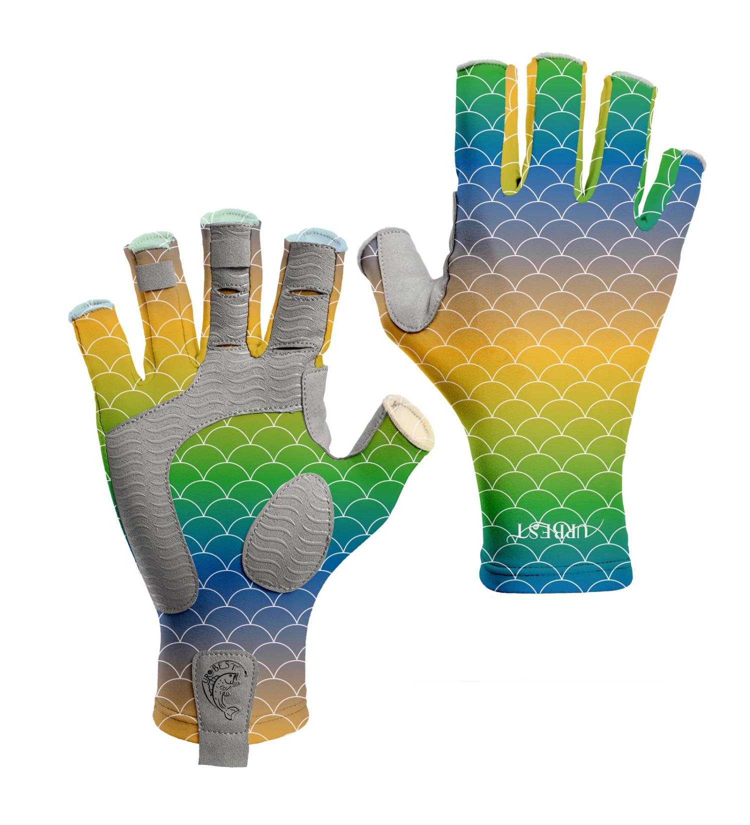 Men and Women's Half Finger Fishing Gloves for Rowing, Sailing, Hiking, Kayaking - Quick Dry UV Protection UPF 50+ - Medium Size Fish Scale Design - Buy Online on GoSupps.com