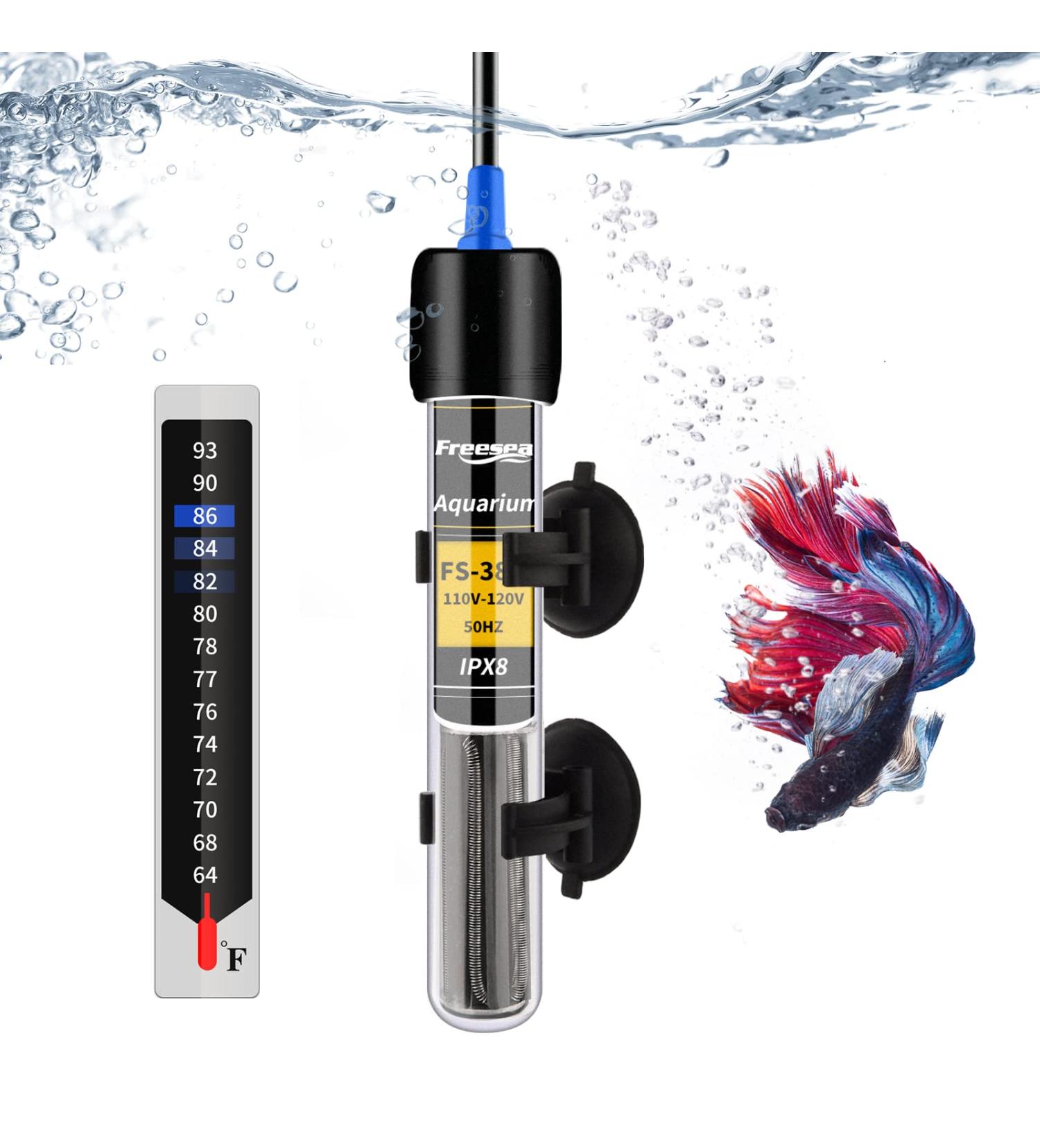 FREESEA 25W Aquarium Fish Tank Heater - Submersible, Adjustable Thermostat for Betta & Turtle - Ideal for Under 75 Gallon Tanks - Buy Online on GoSupps.com