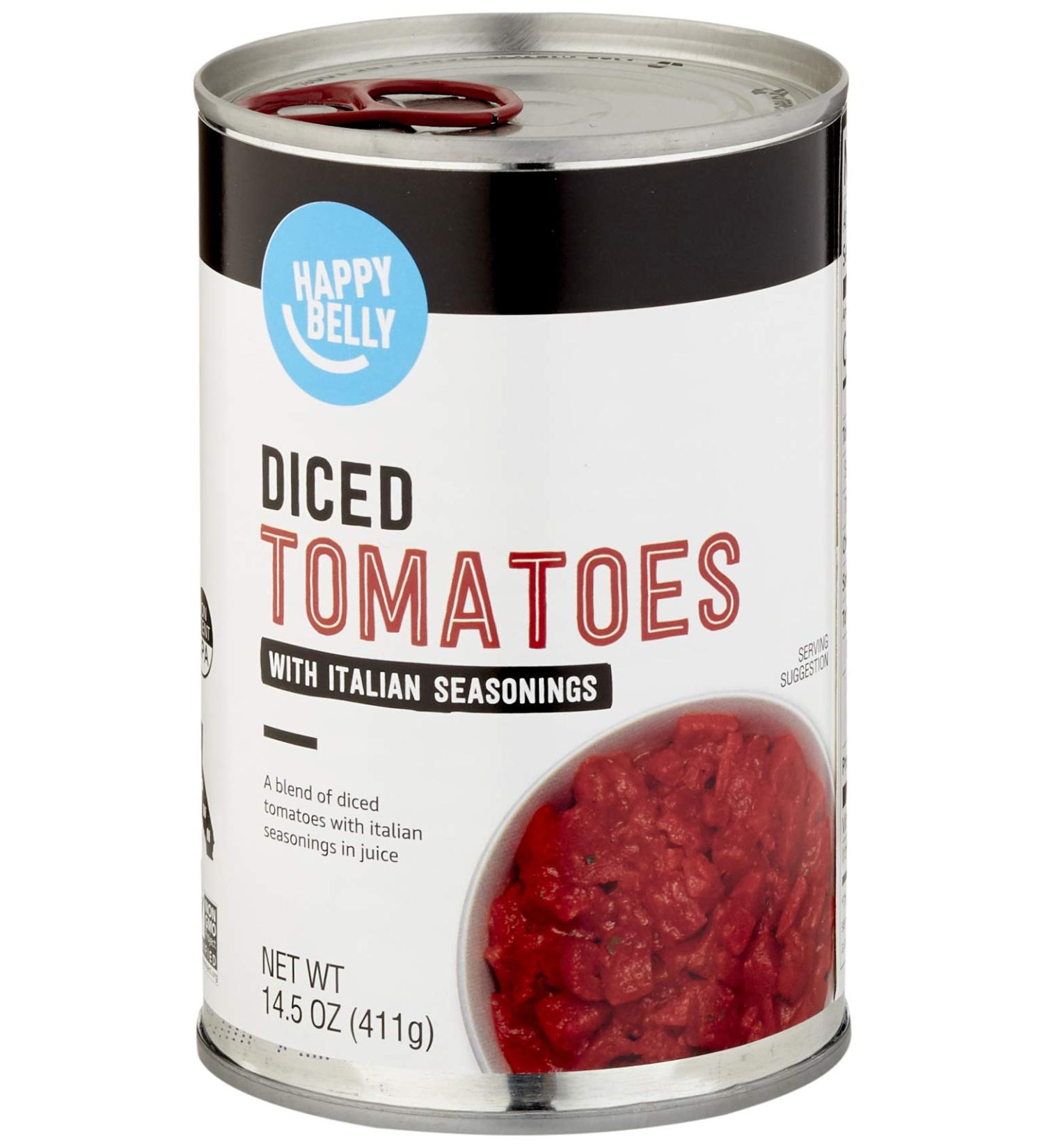 Happy Belly Diced Tomatoes with Italian Seasonings 14.5 oz - Premium Quality Ingredients for Delicious Recipes - Buy Online on GoSupps.com