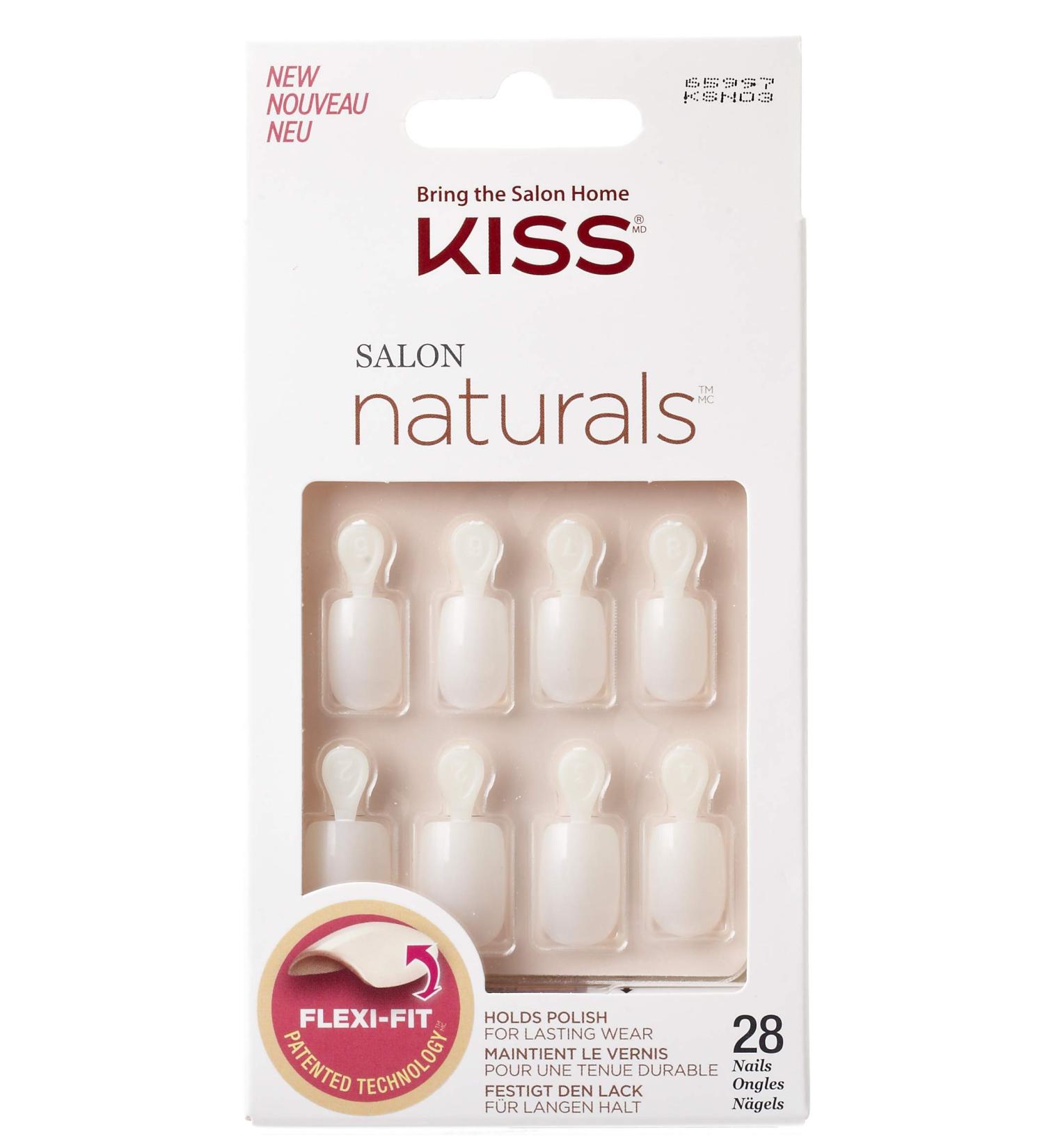 Kiss Salon Naturals Double Take Artificial Nail Set - 28 White Nails + Glue - Perfect for Effortless Nail Art - Buy Online on GoSupps.com