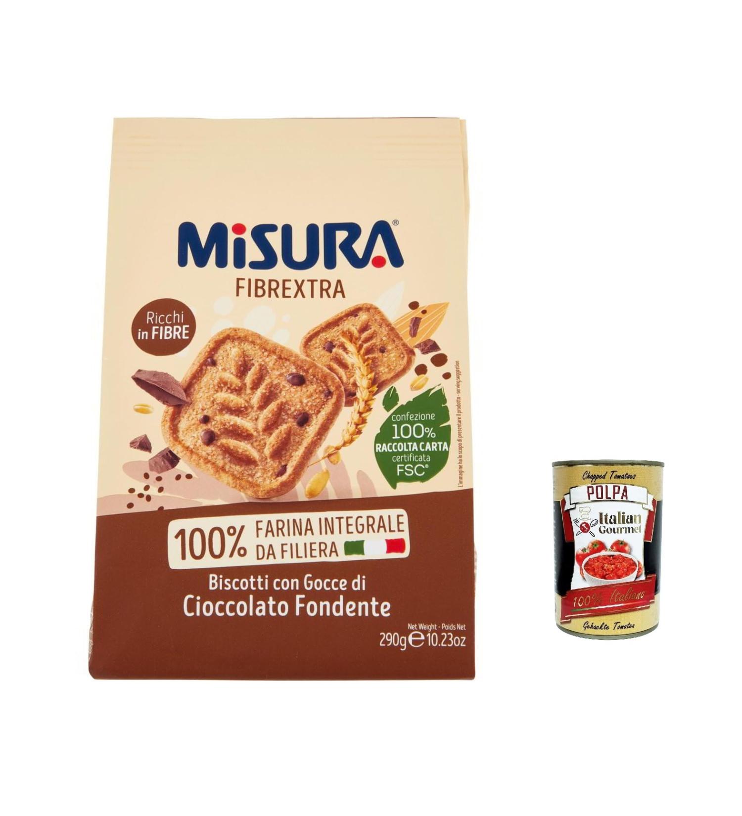  Italian Gourmet E.R. Misura Biscotti Integrali Fibrextra Set of 6 Whole Biscuits with Dark Chocolate Drops 100% Whole Wheat Flour High in Fibrextra 290 g + Italian Polpa Gourmet Polpa 400 g - Buy Online on GoSupps.com