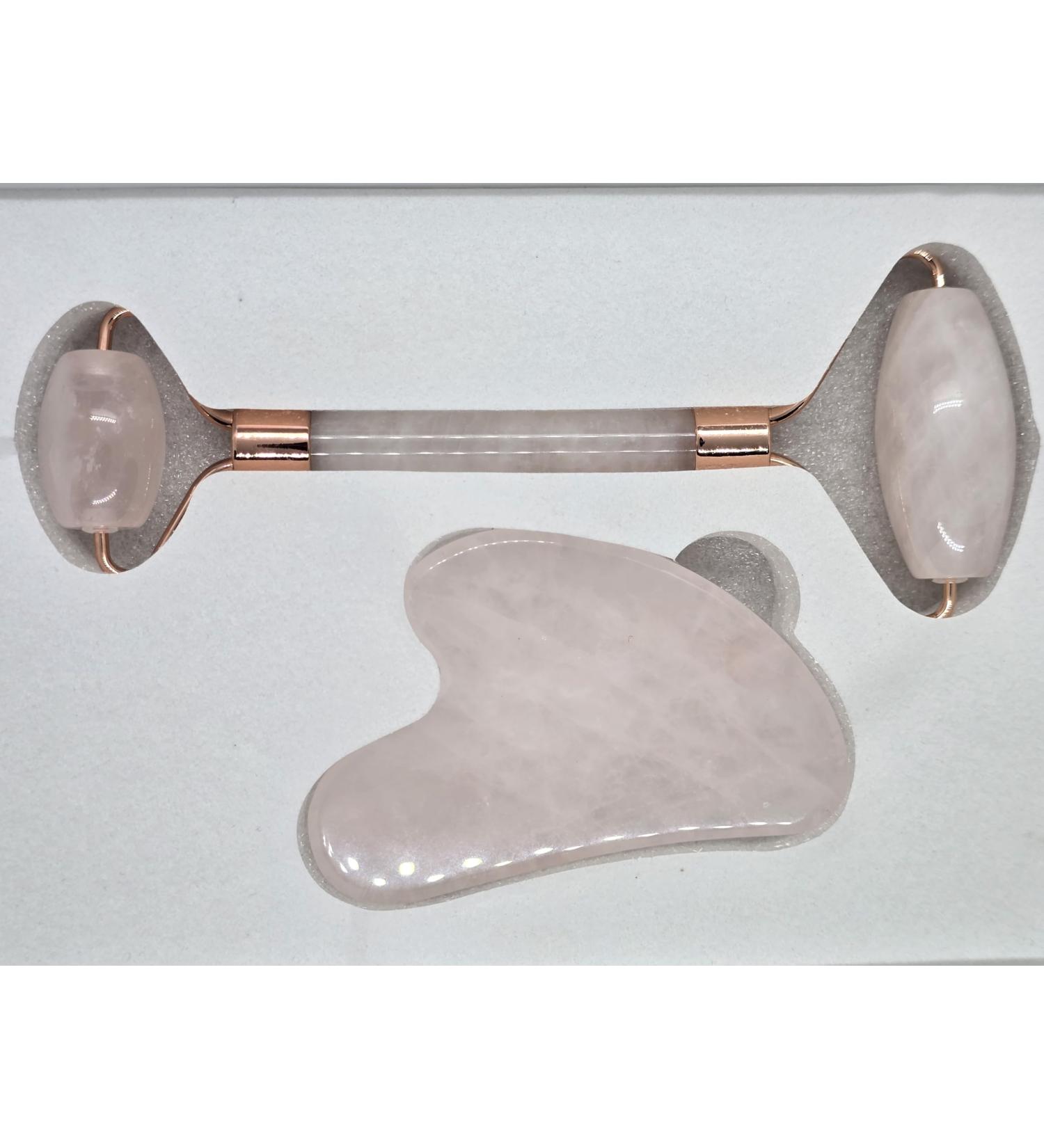 Jade Roller Gua Sha Set Natural Face Roller Skin Care Tools for Puffy Eyes Relief Anti Aging (A+ Rose Quartz) - Buy Online on GoSupps.com