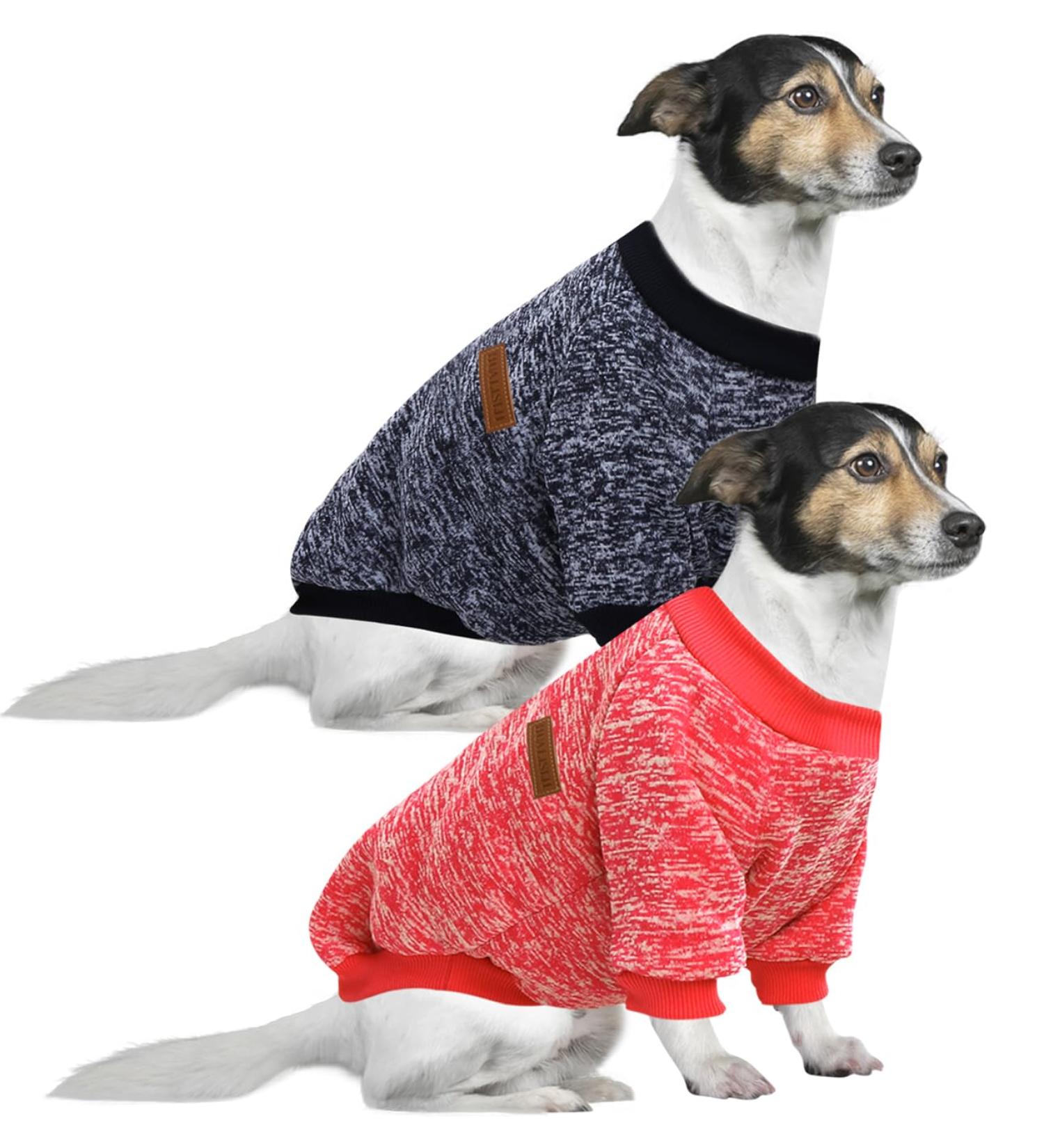 Buy Hualisiji 4XL Dog Sweater | Large Dog Hooded Sweatshirt Warm Lightweight & Soft - Red & Navy Blue (2 PCs) - Buy Online on GoSupps.com