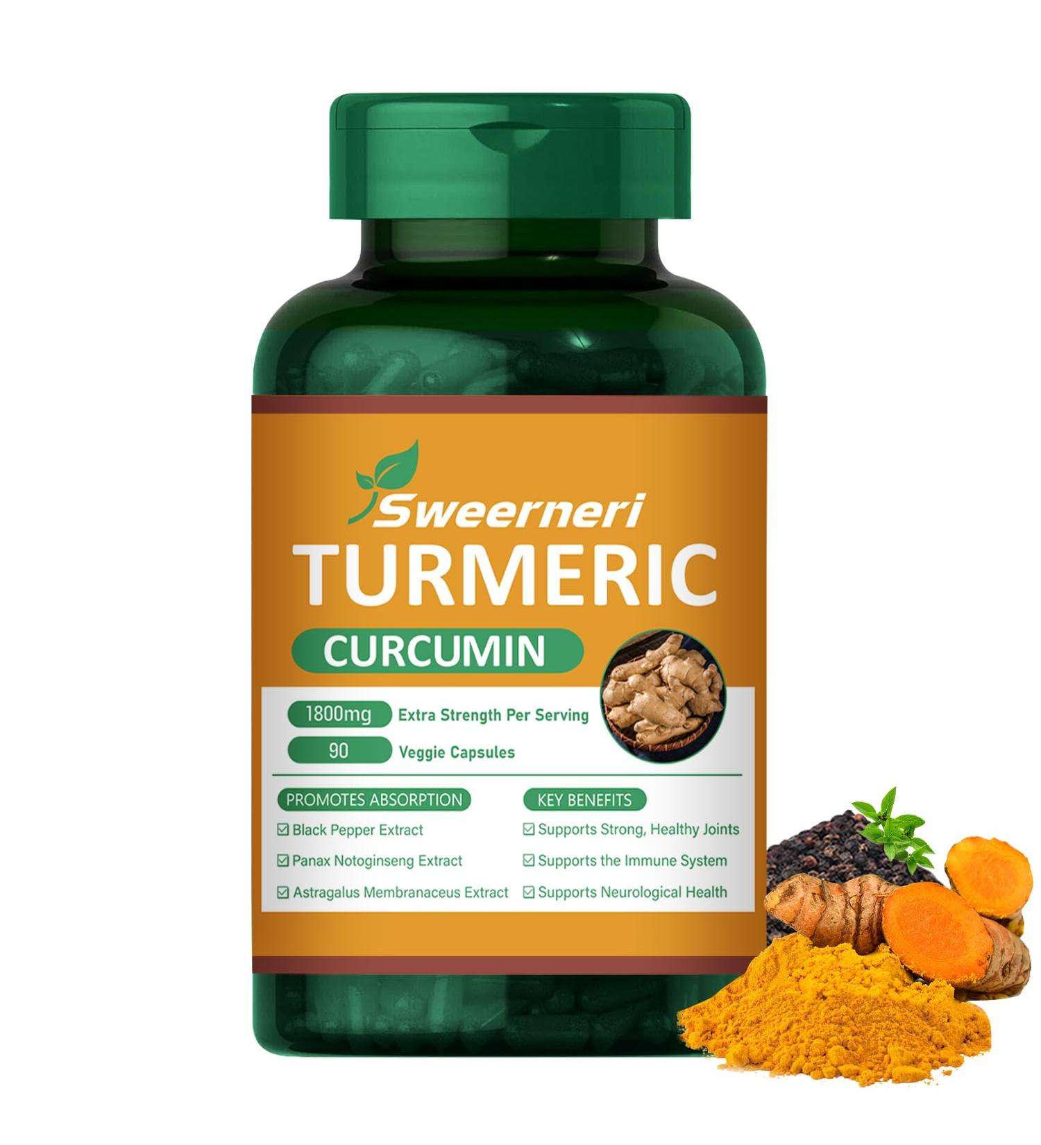 Turmeric Curcumin 1800mg with 95% Curcuminoids & Black Pepper High Absorption Formula for Joint Inflammation & Immune Support Extra Strength Vegan Non-GMO 90 Capsules - Buy Online on GoSupps.com