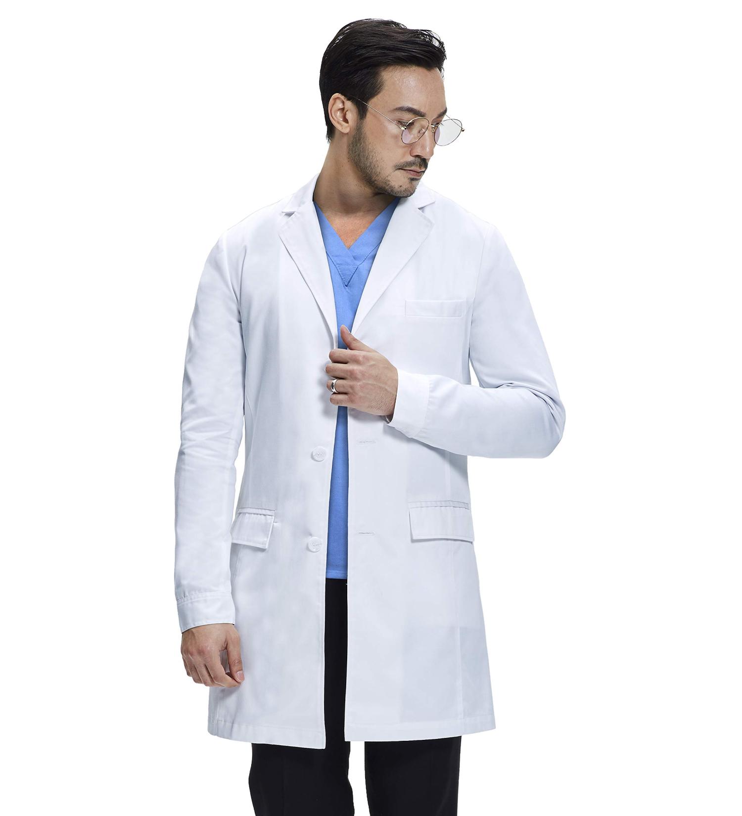 Dr. James Men's Slim Fit Lab Coat | White 36 Inch Length | Small | Multiple Pockets - Buy Online on GoSupps.com