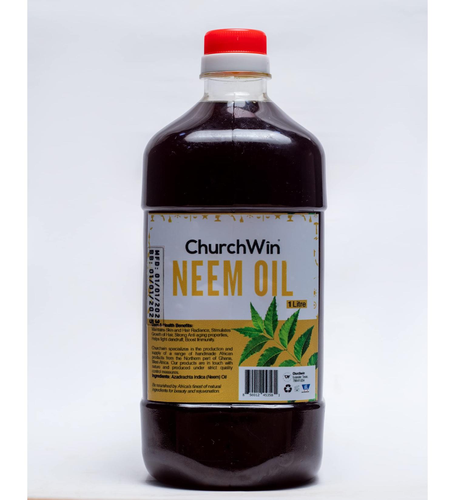 Churchwin Neem Oil  Cold-Pressed Neem oil  For All Skin Types  Moisturizer and Hair Nourisher  Premium Quality  1 Liter (34 fl oz)