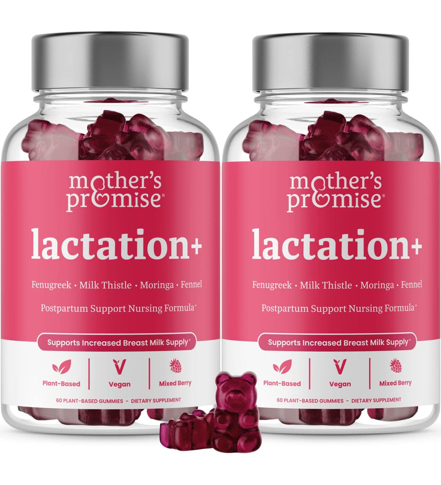 Mother's Promise Lactation Supplement Gummies for Breast Milk Production Increase | Postnatal Lactation Support for Breastfeeding, Nursing & Lactating with Fenugreek, Moringa & Milk Thistle | 2 Pack - Buy Online on GoSupps.com