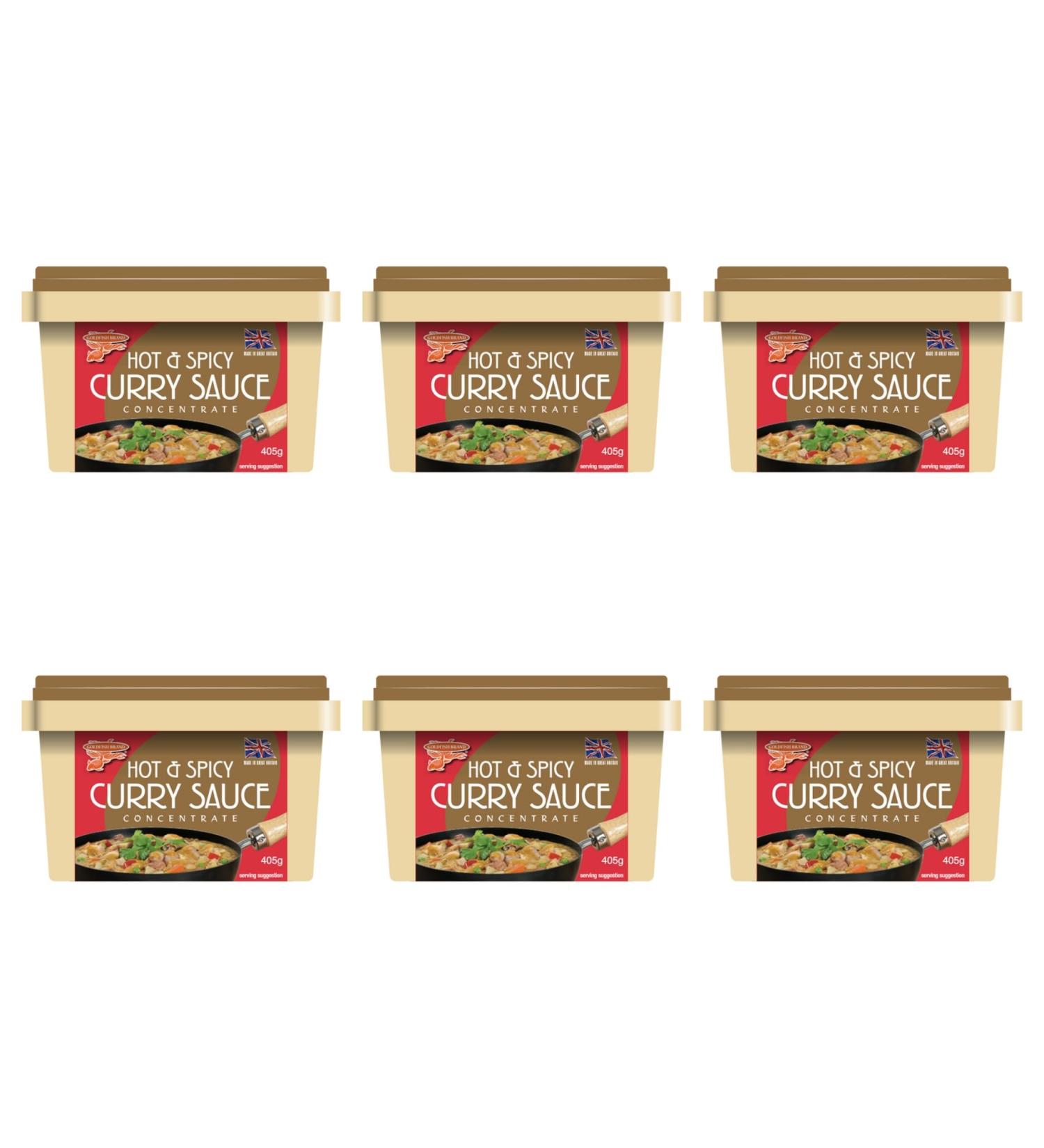 Goldfish Hot & Spicy Curry Sauce Concentrate 405g (Pack of 6) - Authentic Flavor for Homemade Curry Dishes | Fiery Flavor | Traditional Spices - Buy Online on GoSupps.com