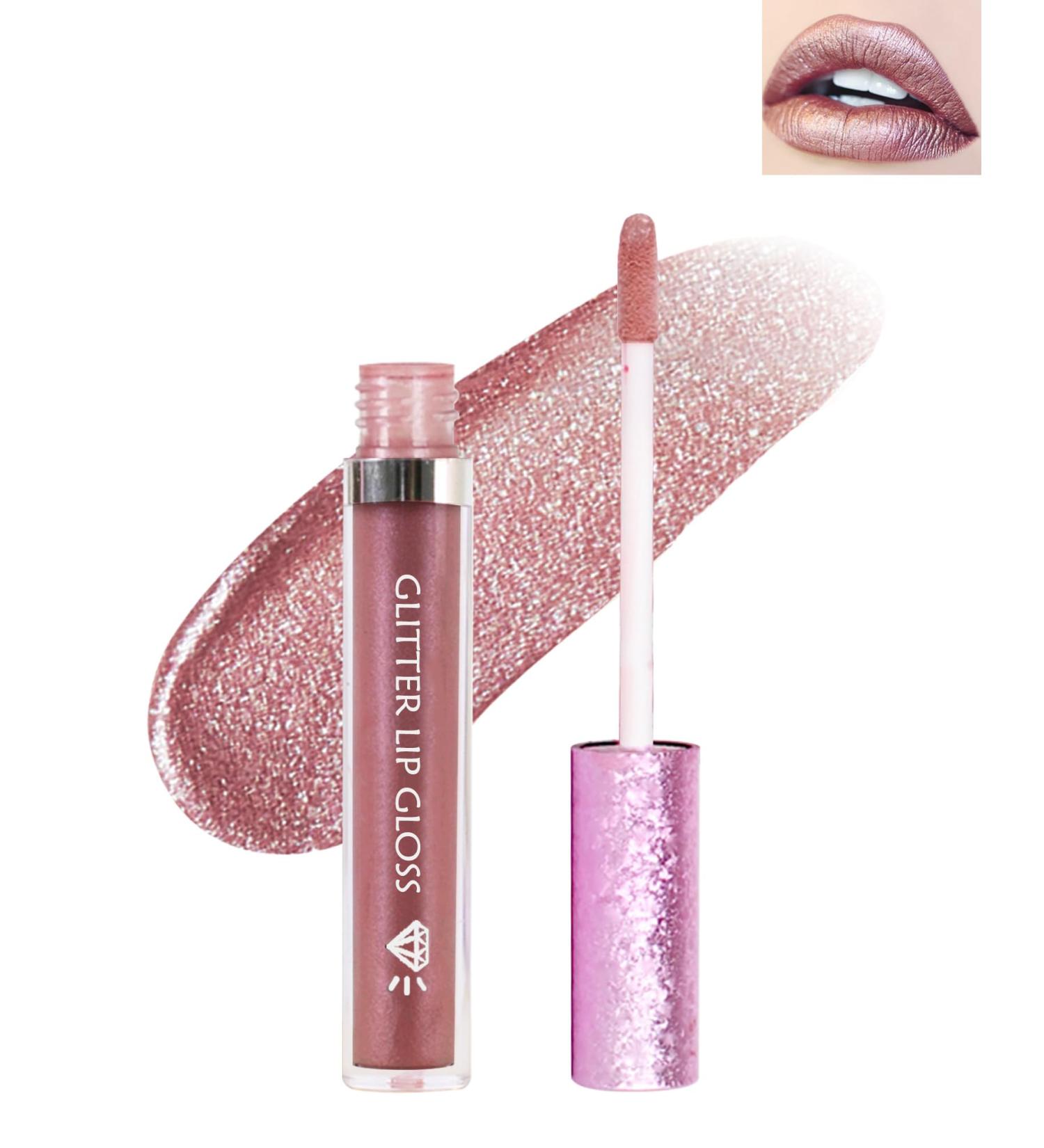 High Shine Glitter Lip Gloss - Long Lasting Hydrating Waterproof Shimmer Liquid Lipstick for Women | Non-Sticky Moisturizing Lip Makeup - 06 - Buy Online on GoSupps.com