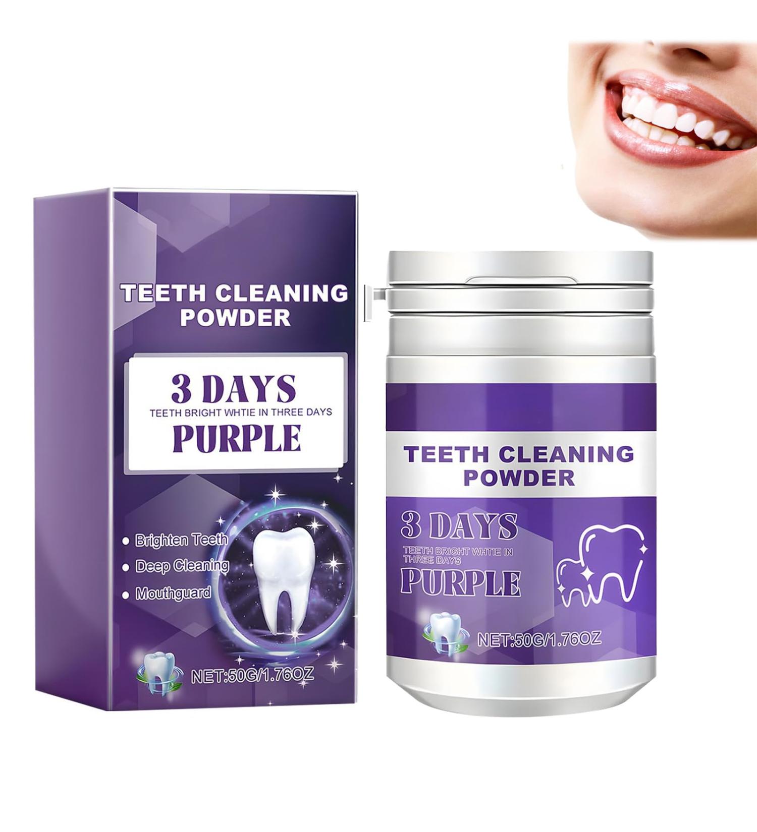 3 Days Tooth Powder Purple Teeth Cleaning Powder 3 In 1 Natural Pearl Probiotic Tooth Powder Instant Glowing Teeth Powder with Mint Refreshing Taste Reduce Stains and Yellow Effectively (1pc) 1.76 Ounce (Pack of 1) - Buy Online on GoSupps.com