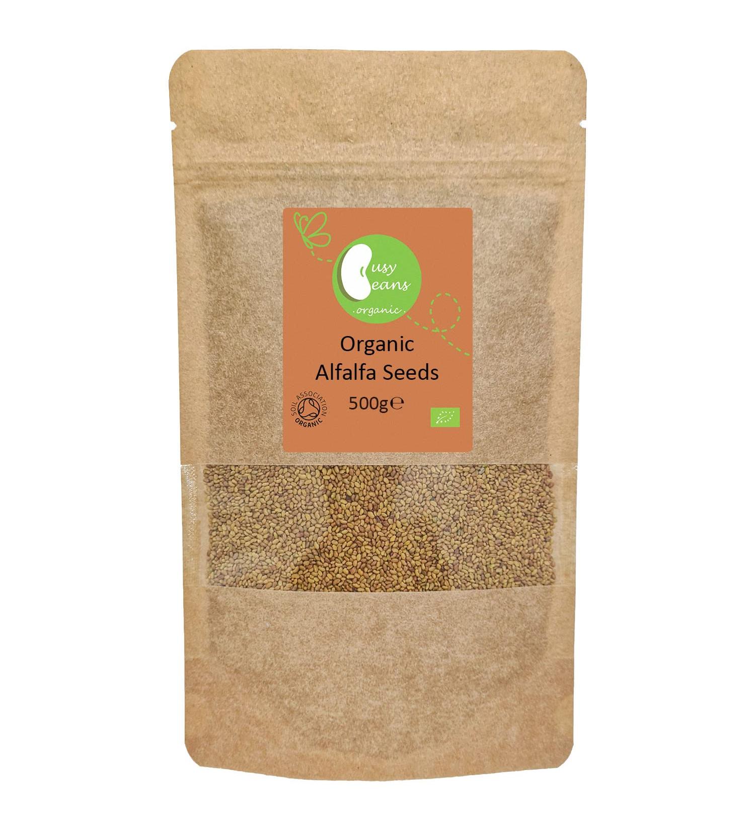 Certified Organic Sprouting Alfalfa Seeds by Busy Beans Organic - 500g - Buy Online on GoSupps.com