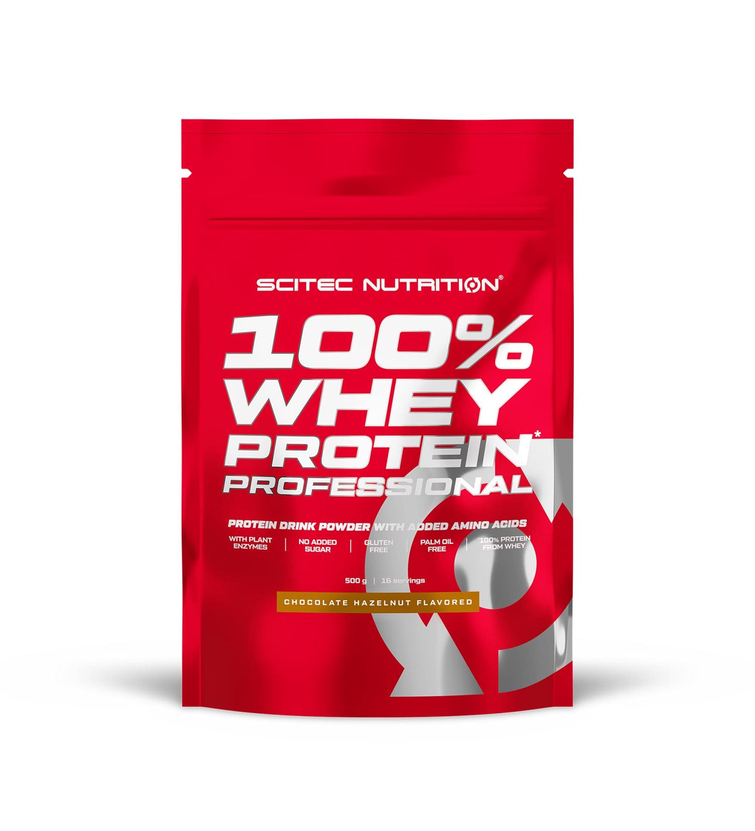 Buy Scitec Nutrition 100% Whey Protein Professional - Chocolate Hazelnut 500g | Premium Protein for Muscle Growth | Fast Worldwide Shipping - Buy Online on GoSupps.com