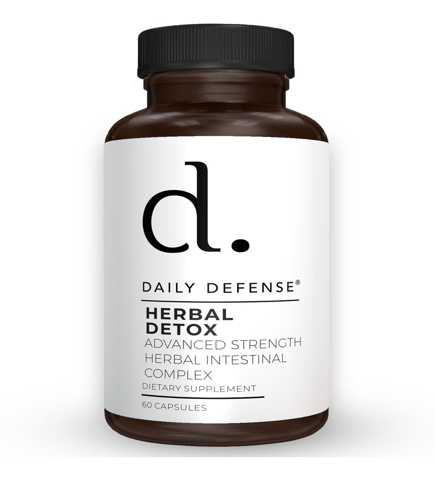 Daily Defense Herbal Detox with Zinc Garlic Wormwood Black Walnut Hull - Gut Cleanse Detox Dietary Supplements for Women & Men 60 Capsules - Buy Online on GoSupps.com