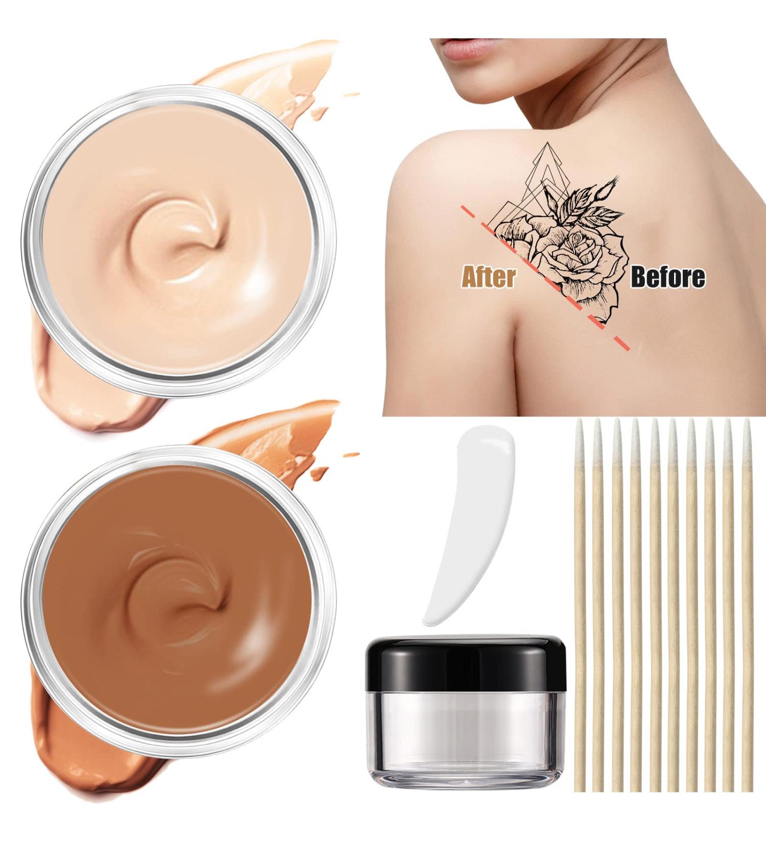 CENNYO Tattoo Cover Up Set | Waterproof Invisible Skin Concealer for Scars, Dark Spots, Vitiligo | Long Lasting | 2 Colors | 0.07kg - Buy Online on GoSupps.com