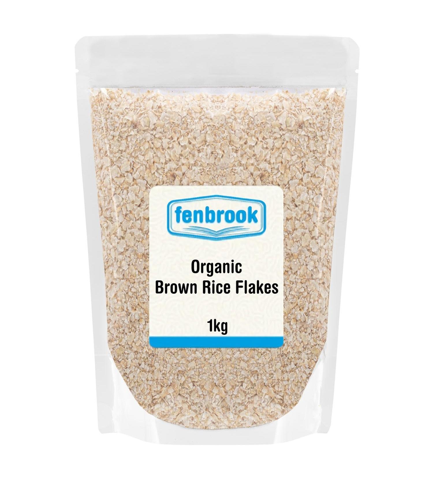 1kg Organic Brown Rice Flakes - Certified Organic by Fenbrook Organic - Buy Online on GoSupps.com