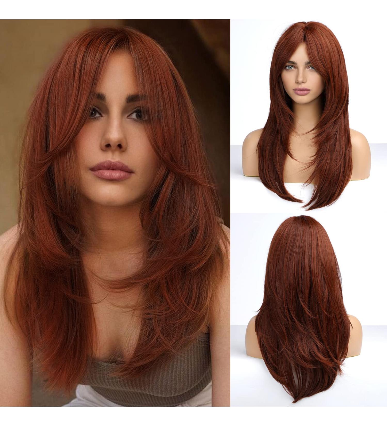 Buy Haircube 23-Inch Long Dark Auburn Synthetic Layered Wig for Women - Perfect for Daily Wear Parties & Cosplay - Buy Online on GoSupps.com