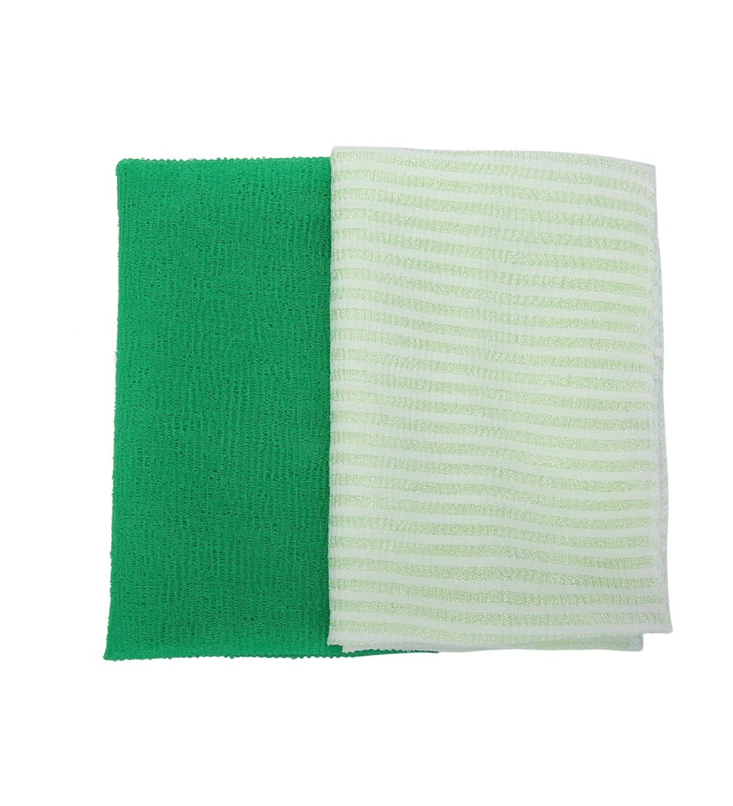 KAKOOI Long Exfoliating Nylon Bath Cloth/Towel - 35 inches (2PCS) Green&Stripes - Magic Shower Washcloth for Body - Buy Online on GoSupps.com