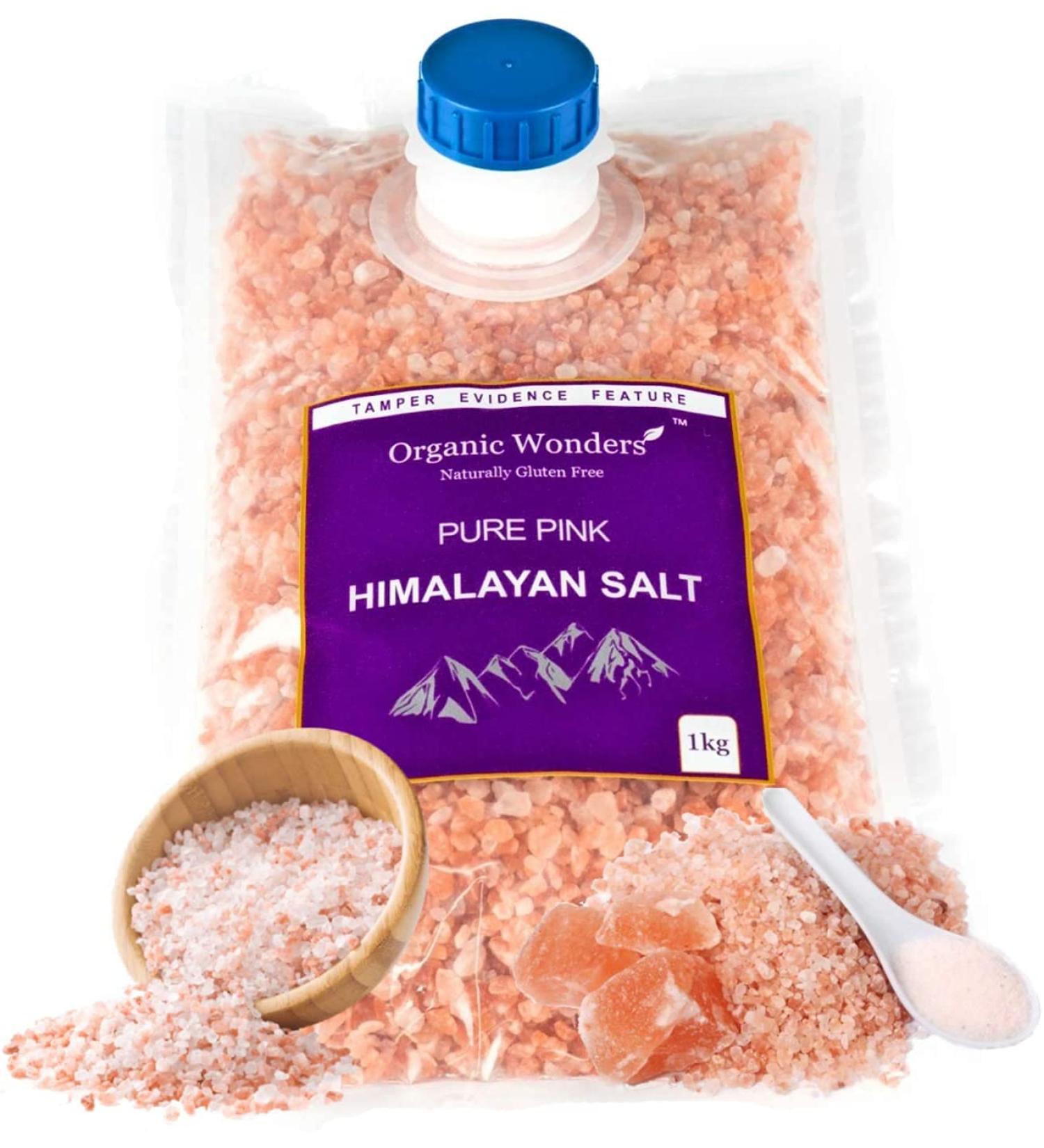 Organic Wonders Pink Himalayan Salt Coarse 1kg - Premium Unrefined, Natural, Gluten-Free, Vegan | Vegetarian - Buy Online on GoSupps.com