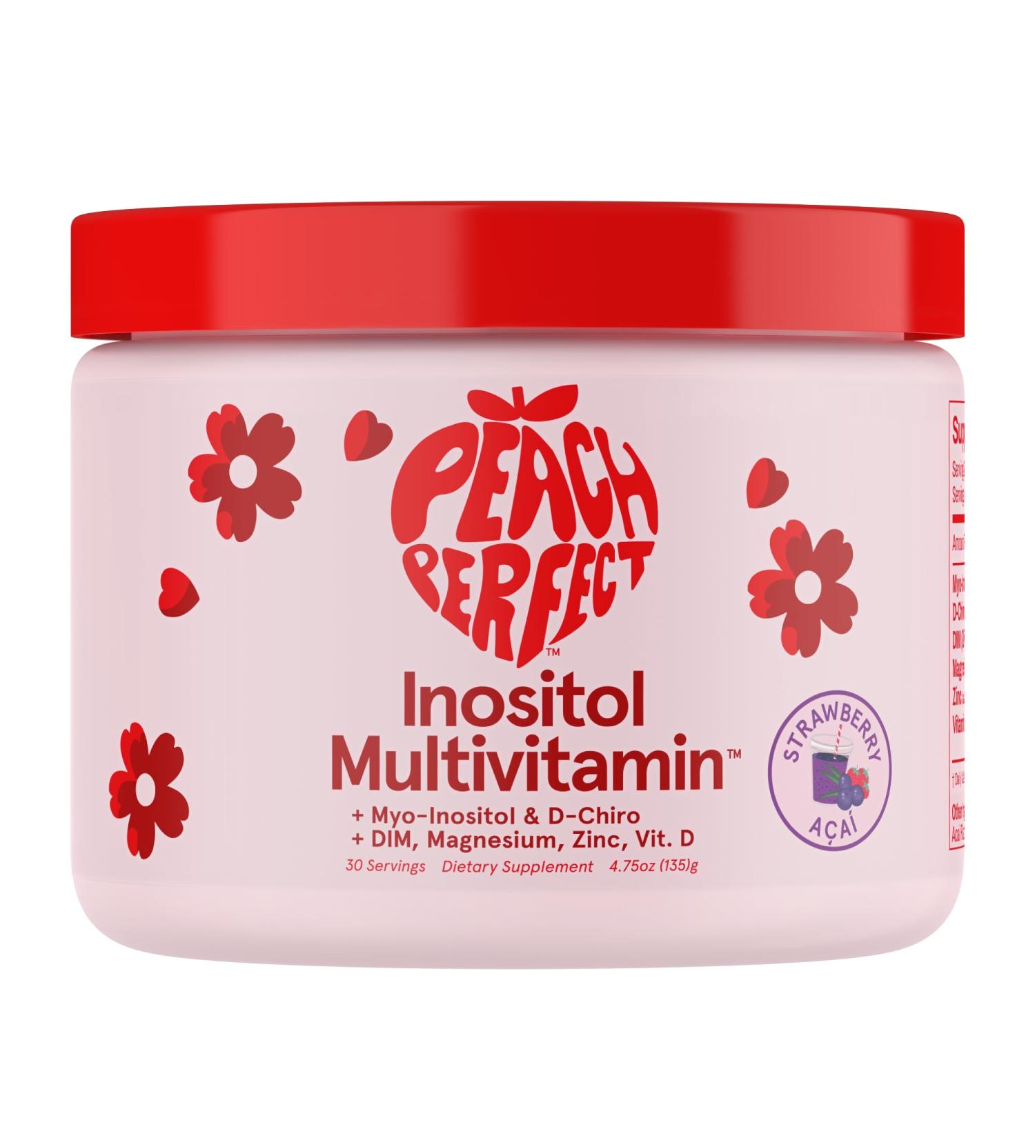 Peach Perfect Inositol Powder Multivitamin Strawberry Acai Flavor 3 Supports Women s Health 30 SVG Strawberry Acai 180 Count (Pack of 1) - Buy Online on GoSupps.com