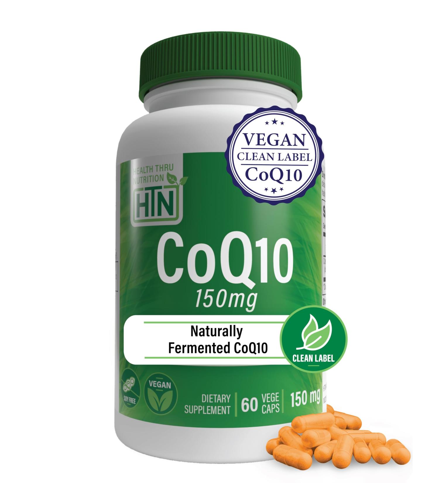 Health Thru Nutrition CoQ-10 150mg - 60 Capsules | Ubiquinone Coenzyme Q10 | Supports Cellular Energy & Antioxidant Protection | Non-GMO Soy-Free Vegan Gluten-Free - Buy Online on GoSupps.com