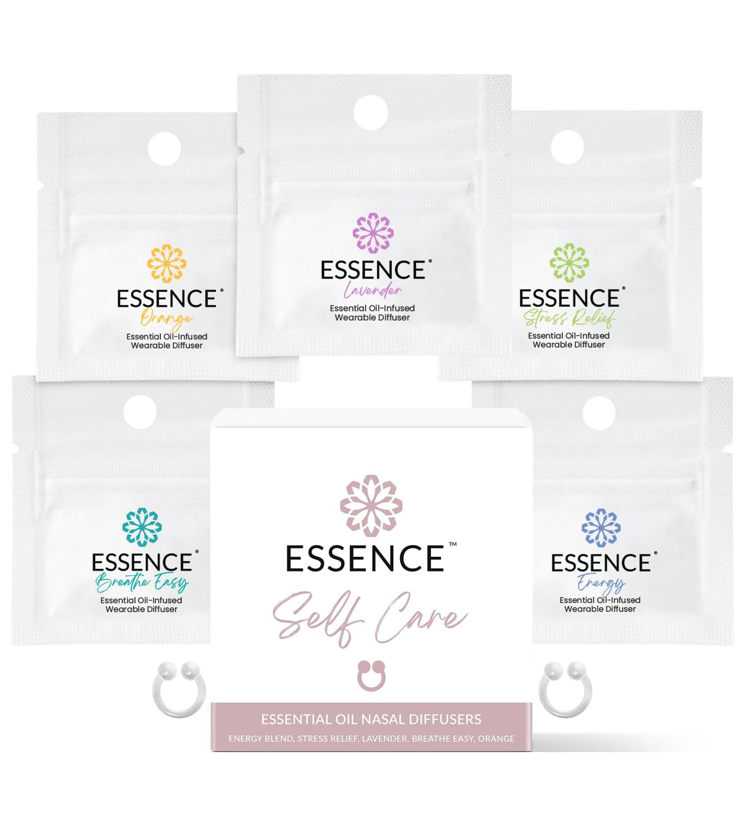 Essence Nasal Diffuser Self Care Bundle Essential Oil Silicone Nose Rings for Stress Energy & Mental Clarity Wearable Aromatherapy Pack for Wellness & Mood Balance - Buy Online on GoSupps.com
