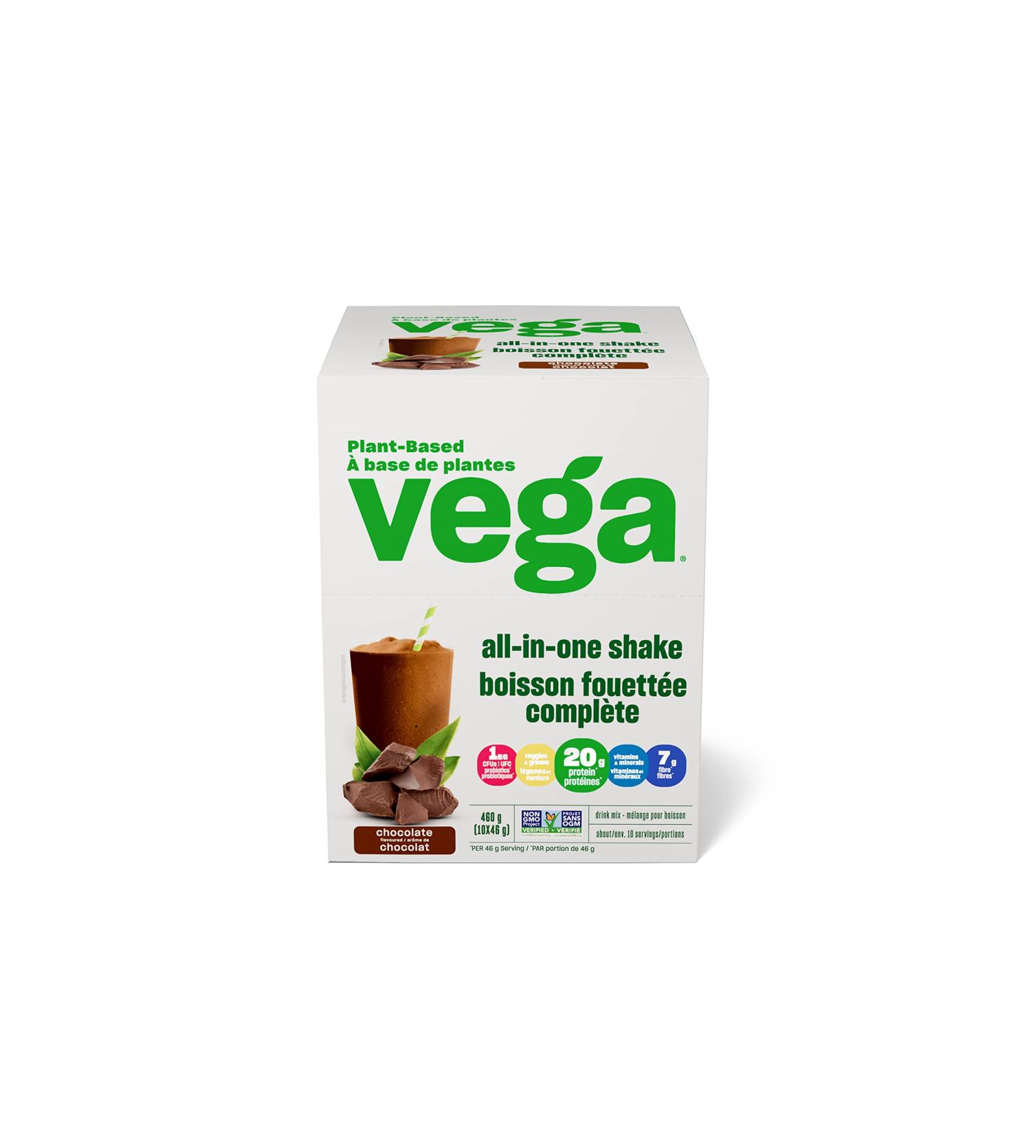 Vega All-in-One Vegan Protein Powder Chocolate (10 Sachets) Superfood Ingredients Vitamins For Immunity Support Keto Friendly Pea Protein For Women & Men 10x46g (Packaging May Vary) - Buy Online on GoSupps.com