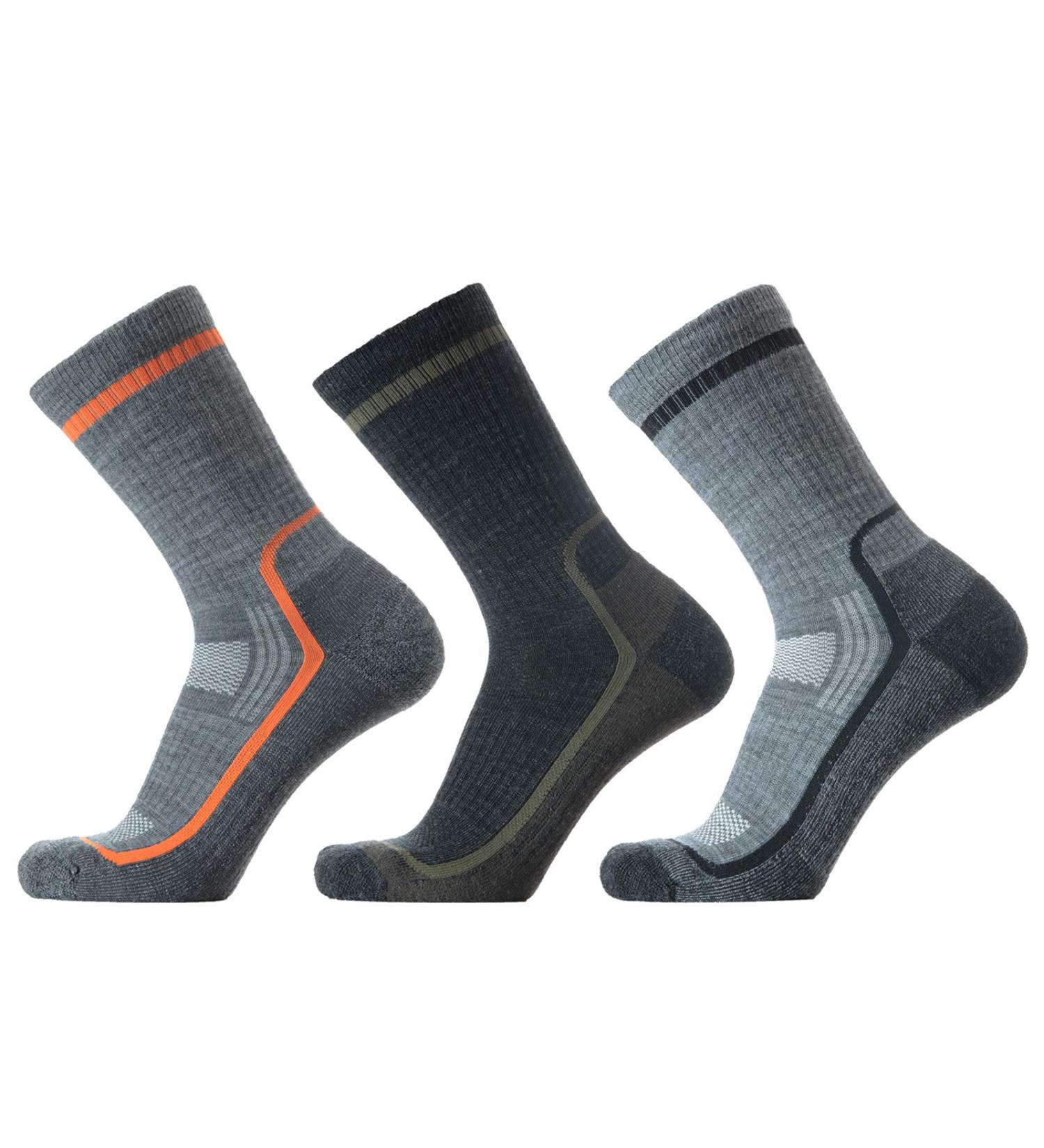 SOLAX Men's Merino Wool Hiking Socks - 3 Pack | 72% Wool, Cushioned & Breathable Crew Socks for Outdoor Trail Trekking - Size Large - Buy Online on GoSupps.com