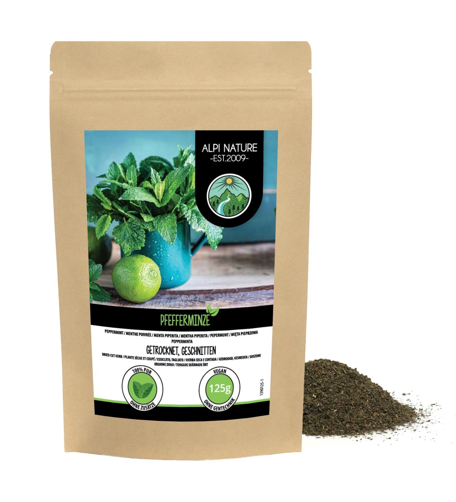 Peppermint (125g 4.4oz) peppermint leaves cut peppermint tea gently dried 100% pure and natural herbal tea 125 GR - Buy Online on GoSupps.com