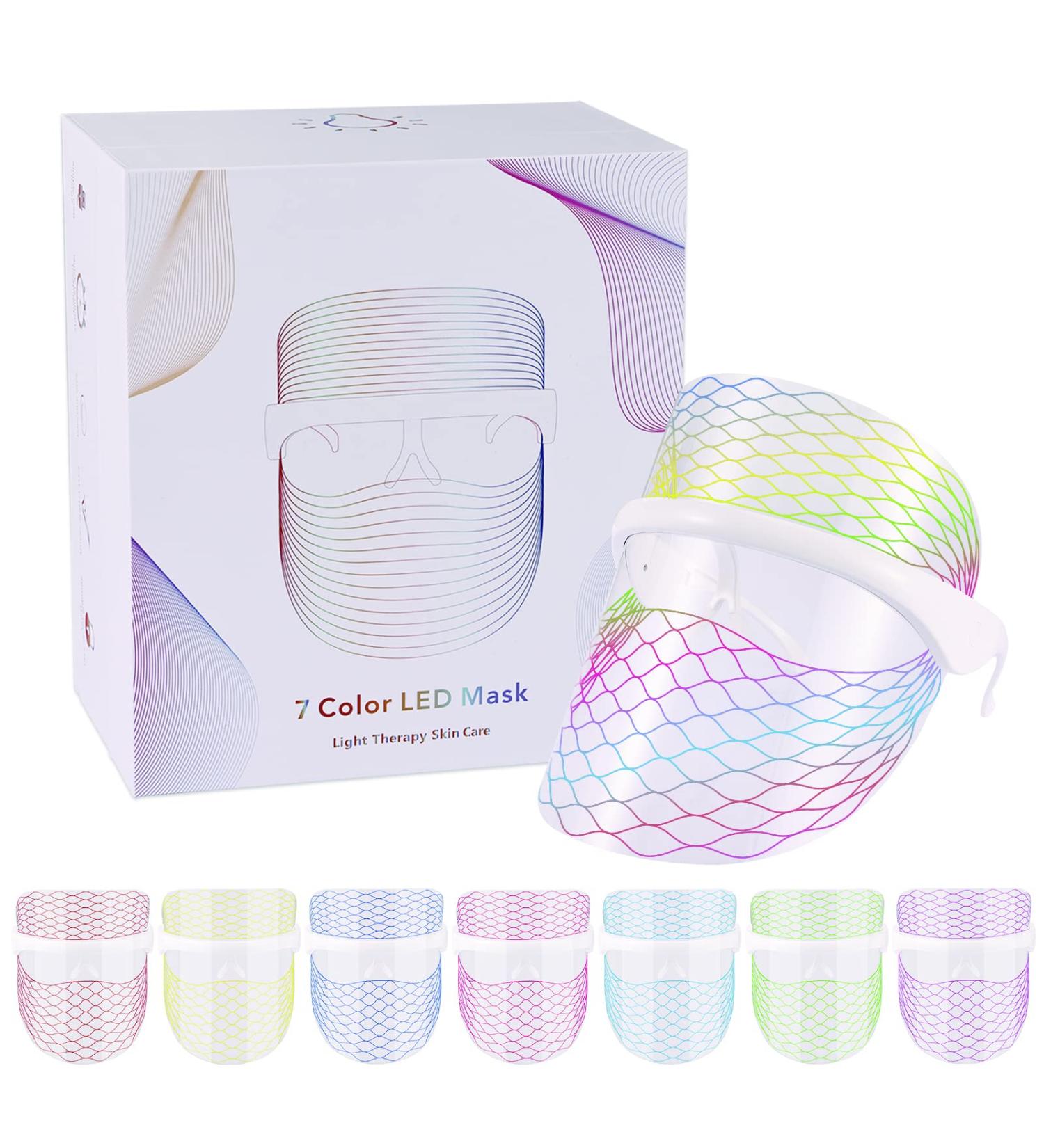 Yofuly LED Facial Mask | 7-Color Light Therapy for Anti-Aging & Skin Rejuvenation - Wireless & Portable - Buy Online on GoSupps.com
