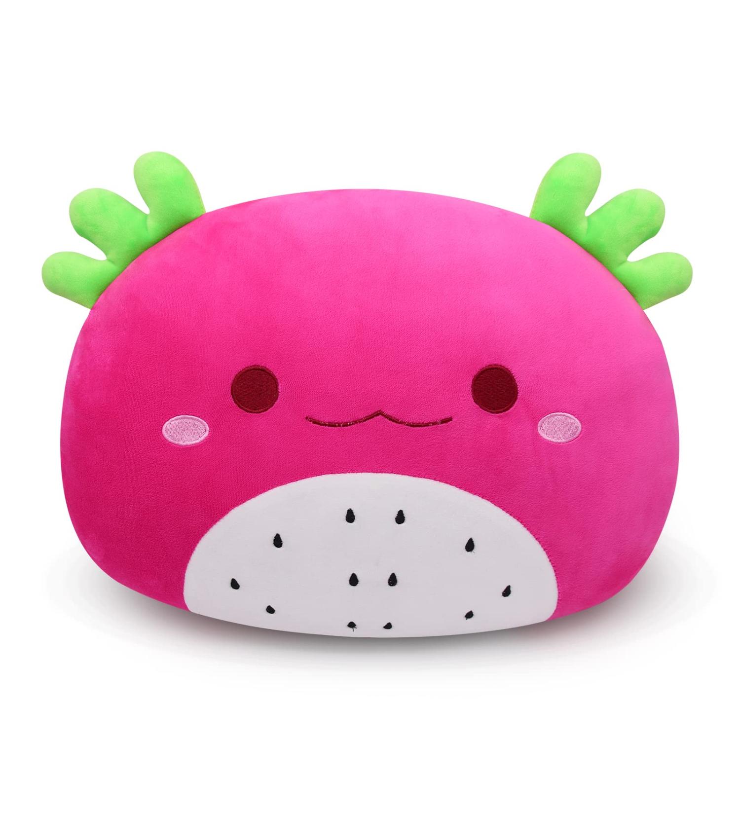 Dragon Fruit Cow Plush Pillow - Round Stuffed Animal Cushion for Kids, Room Decoration & Gifts - Buy Online on GoSupps.com