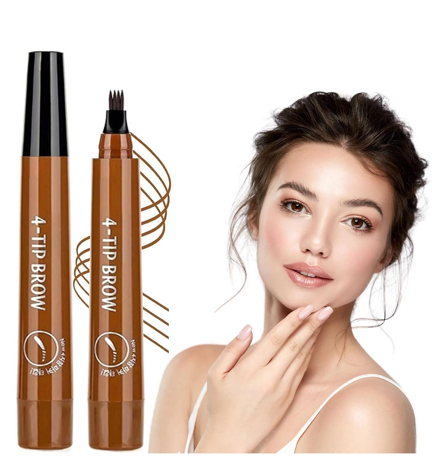 2024 Upgraded Magic Eyebrow Pencil | 3D Waterproof Sweatproof & Long-Lasting 4-Tip Microblading Brow Pen - Vivid Hair-Like Brows in Light Brown - Buy Online on GoSupps.com