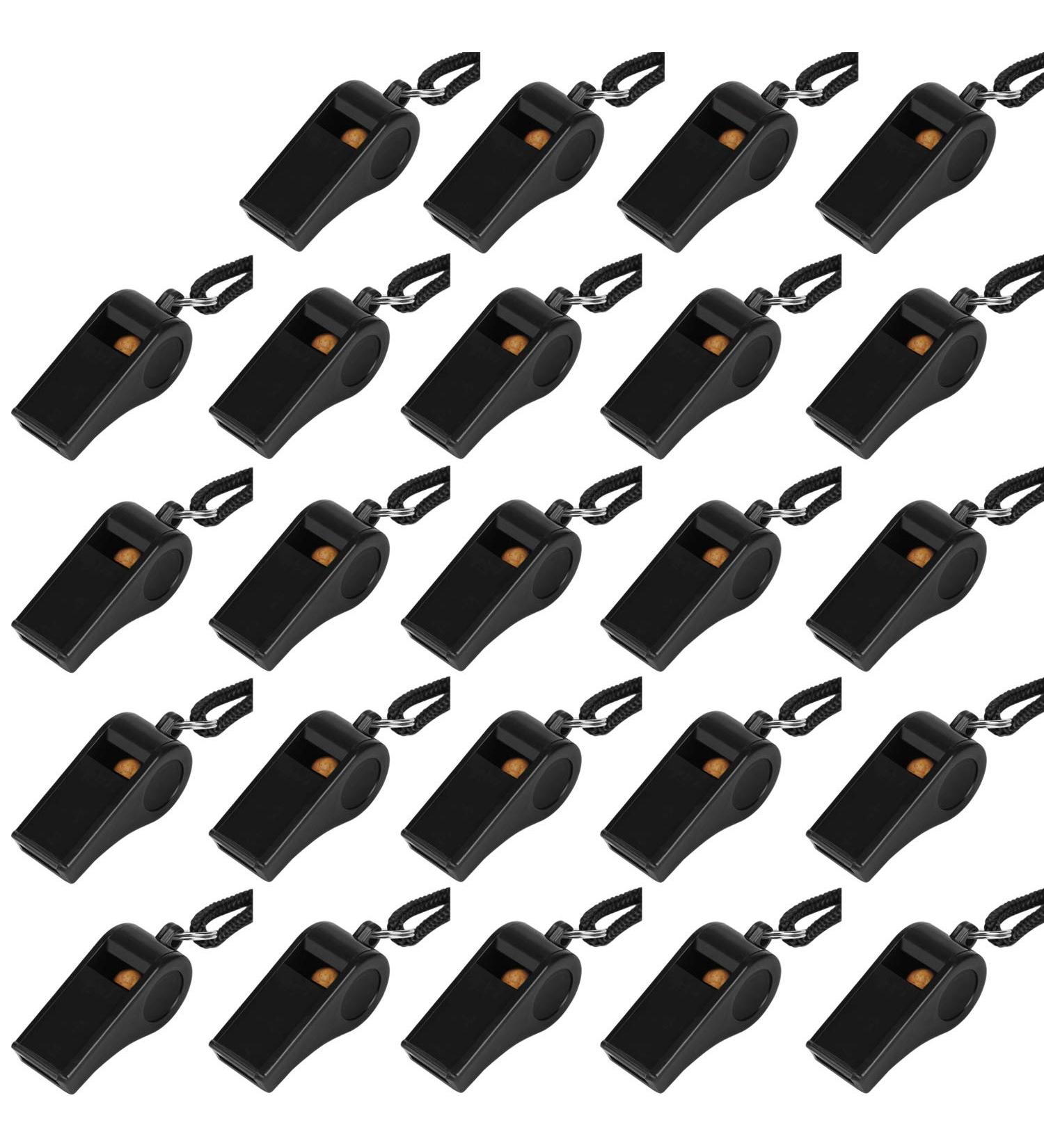 Plastic Whistle with Lanyard - 24PCS Loud Clear Black Whistles for Coaches, Referees, and Officials - Buy Online on GoSupps.com