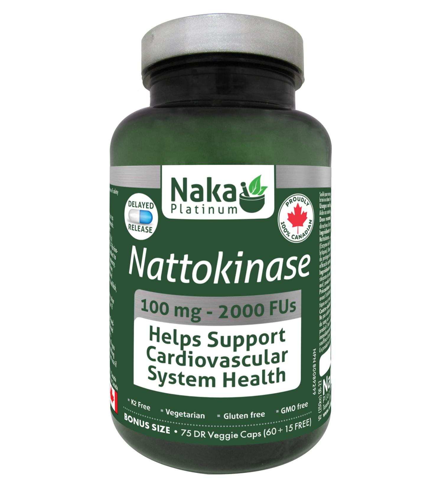 Nattokinase Supplement Capsules Jumbo Bonus Size 75 Veggie Capsules (60 + 15 Free) 100 mg - 2000 FUs Delayed Release | Helps Support Cardiovascular Health Made in Canada 75 count (Pack of 1) - Buy Online on GoSupps.com