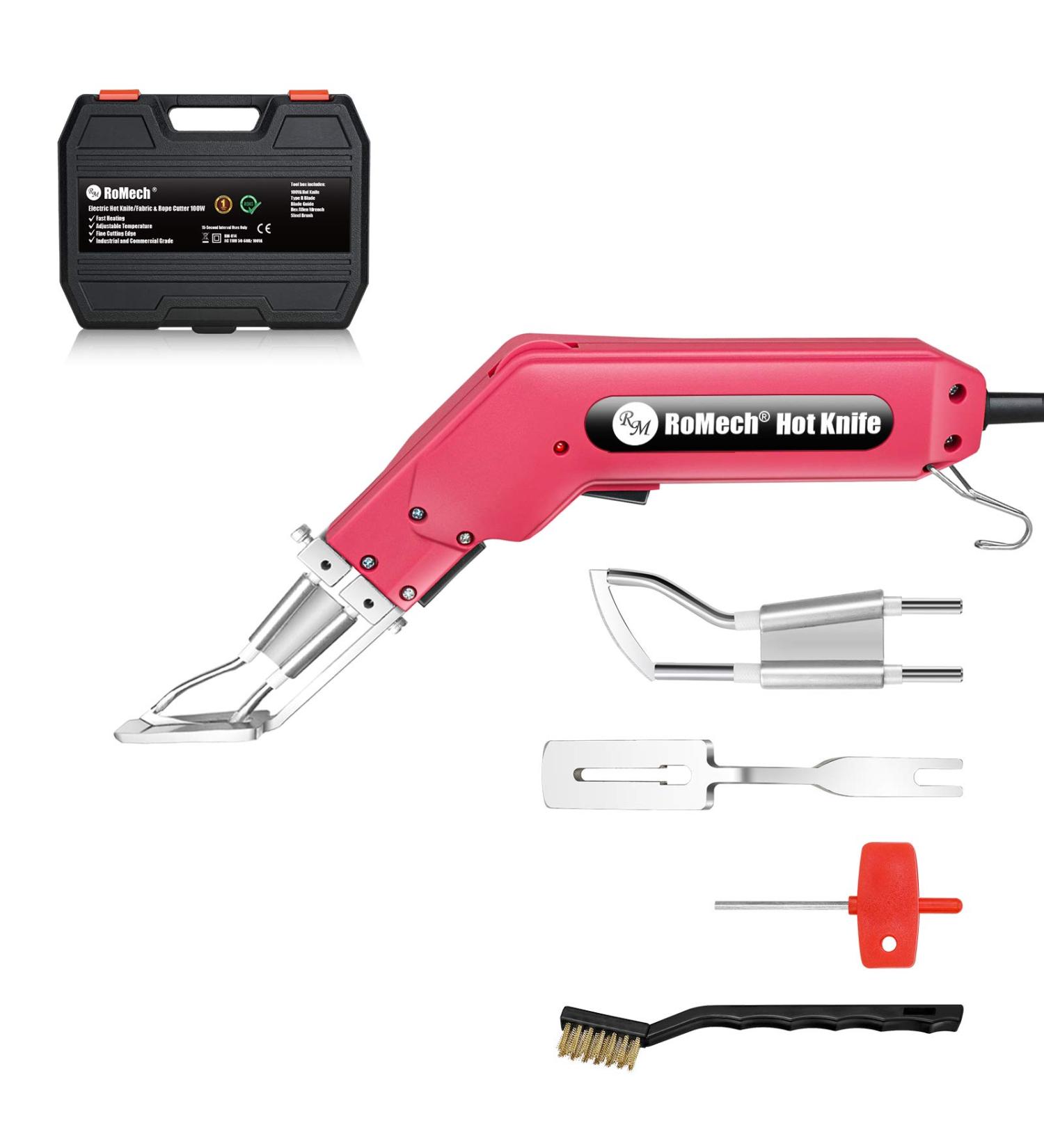 RoMech Pro Electric Rope Cutter - Hot Knife Heat Sealer with Adjustable Power - Cutting Tool Kit with Blades & Accessories (100W RM-014) - Buy Online on GoSupps.com