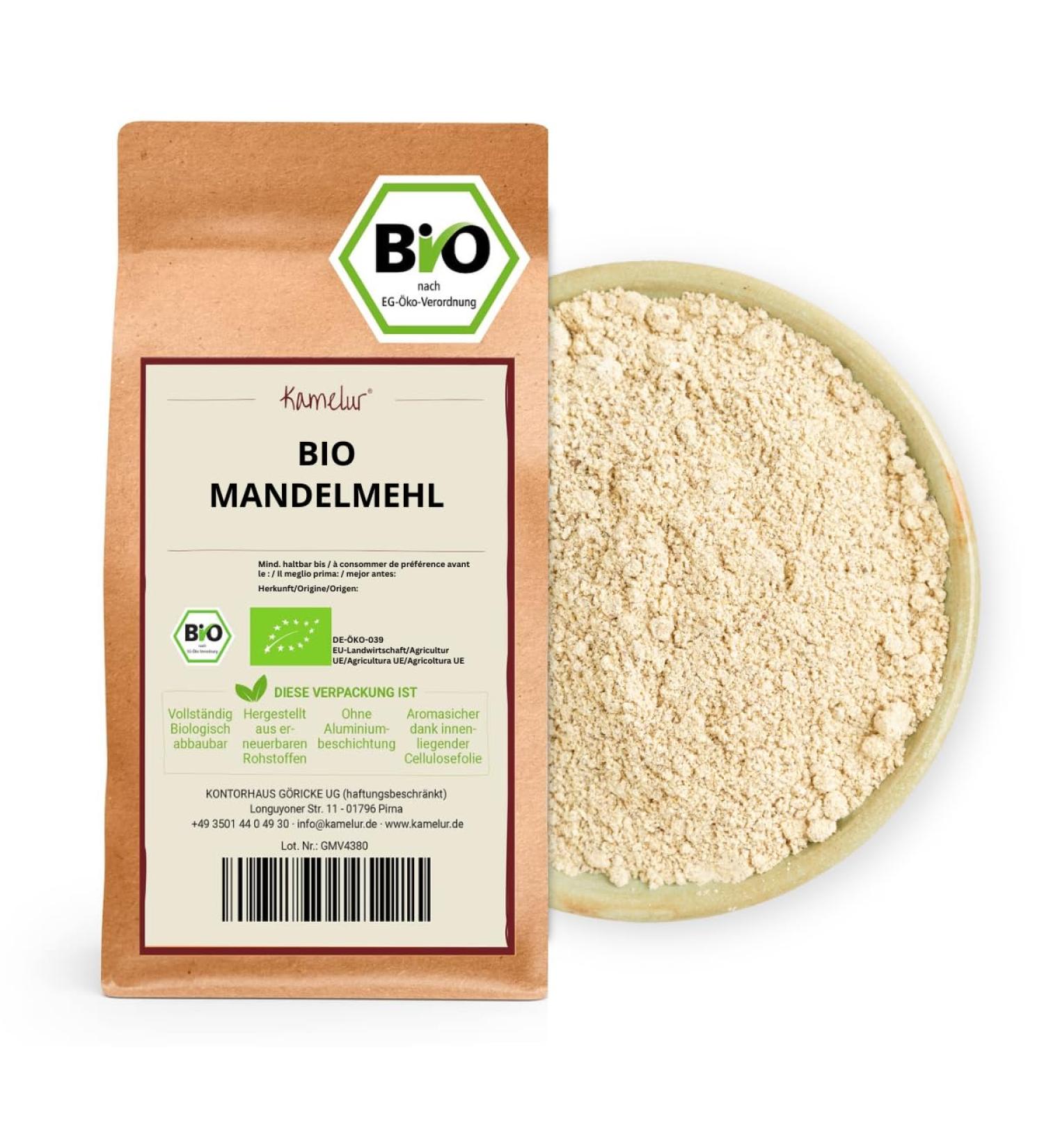 Kamelur Organic Almond Flour Blanched - 10kg Ground Almonds from Controlled Organic Cultivation - Premium Quality for Baking & Cooking - Buy Online on GoSupps.com