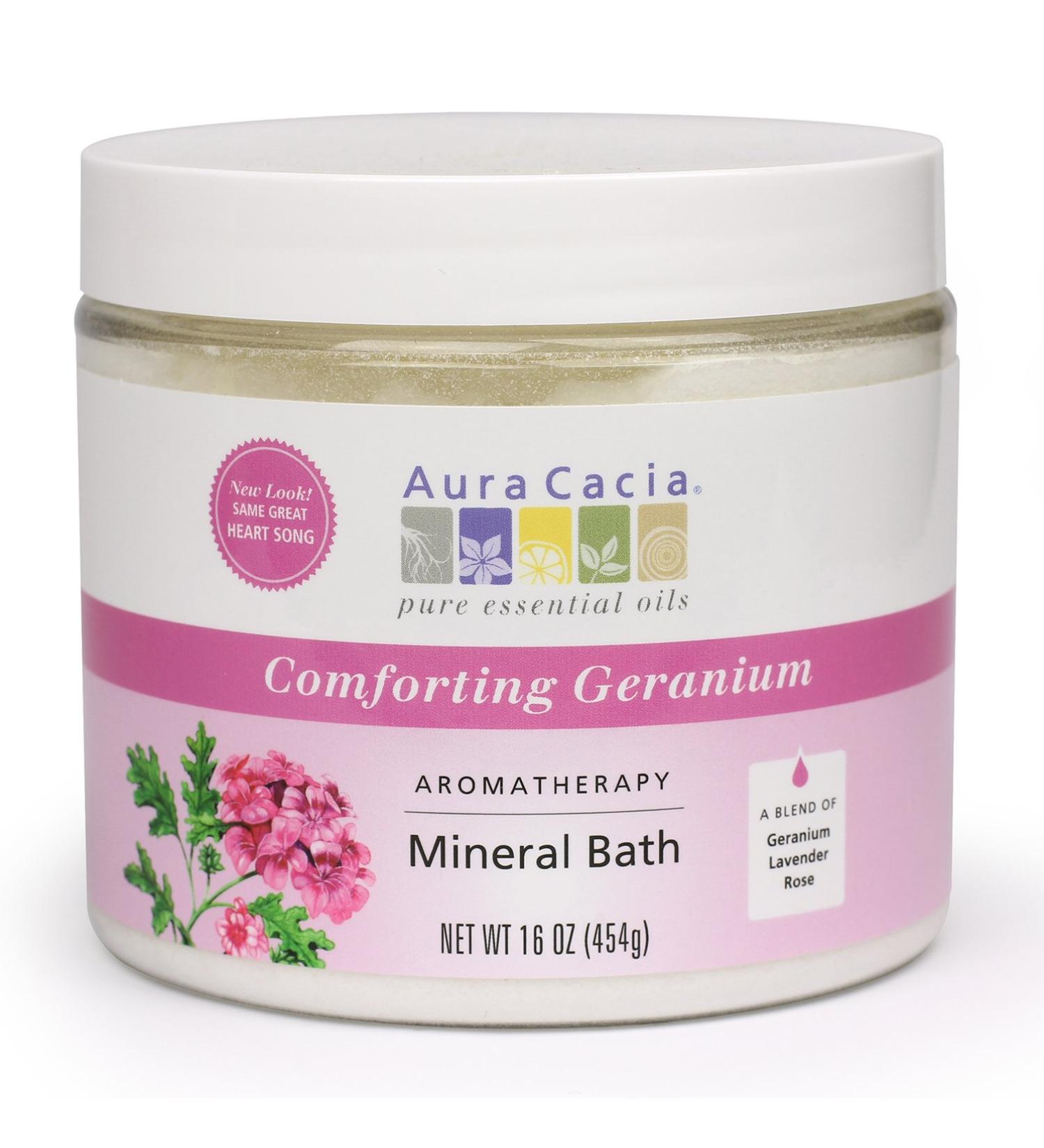 Aura Cacia Comforting Geranium Aromatherapy Mineral Bath - 16 oz (454 g) - Buy Online on GoSupps.com