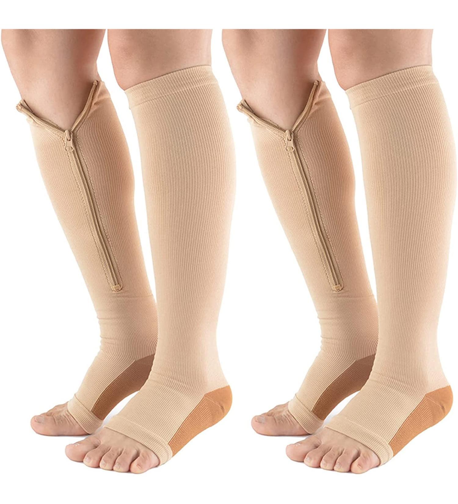 Sxhmsal Medical Compression Stockings with Zipper - Fat Burning Blood Circulation & Rehabilitation Aid (Size L - XL) - Buy Online on GoSupps.com